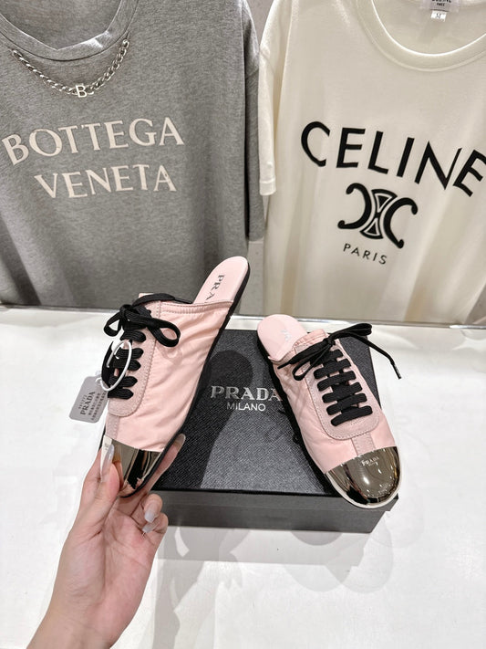 МЮЛІ PRADA 25S СВІТЛО-РОЖЕВІ З МЕТАЛЕВИМ НОСКОМ - 35