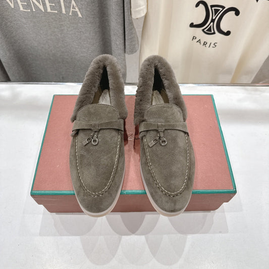 LP 25S SUMMER CHARMS WALK LOAFERS IN CHARCOAL BROWN SUEDE AND FLEECE - 35