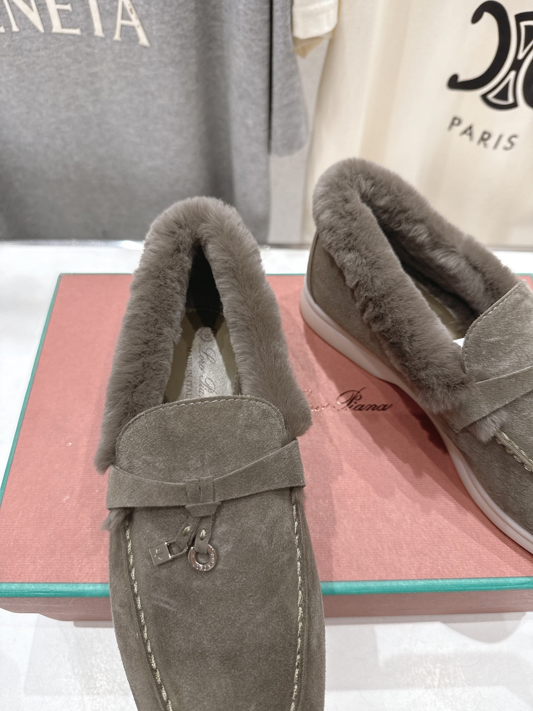 LP 25S SUMMER CHARMS WALK LOAFERS IN CHARCOAL BROWN SUEDE AND FLEECE - 35