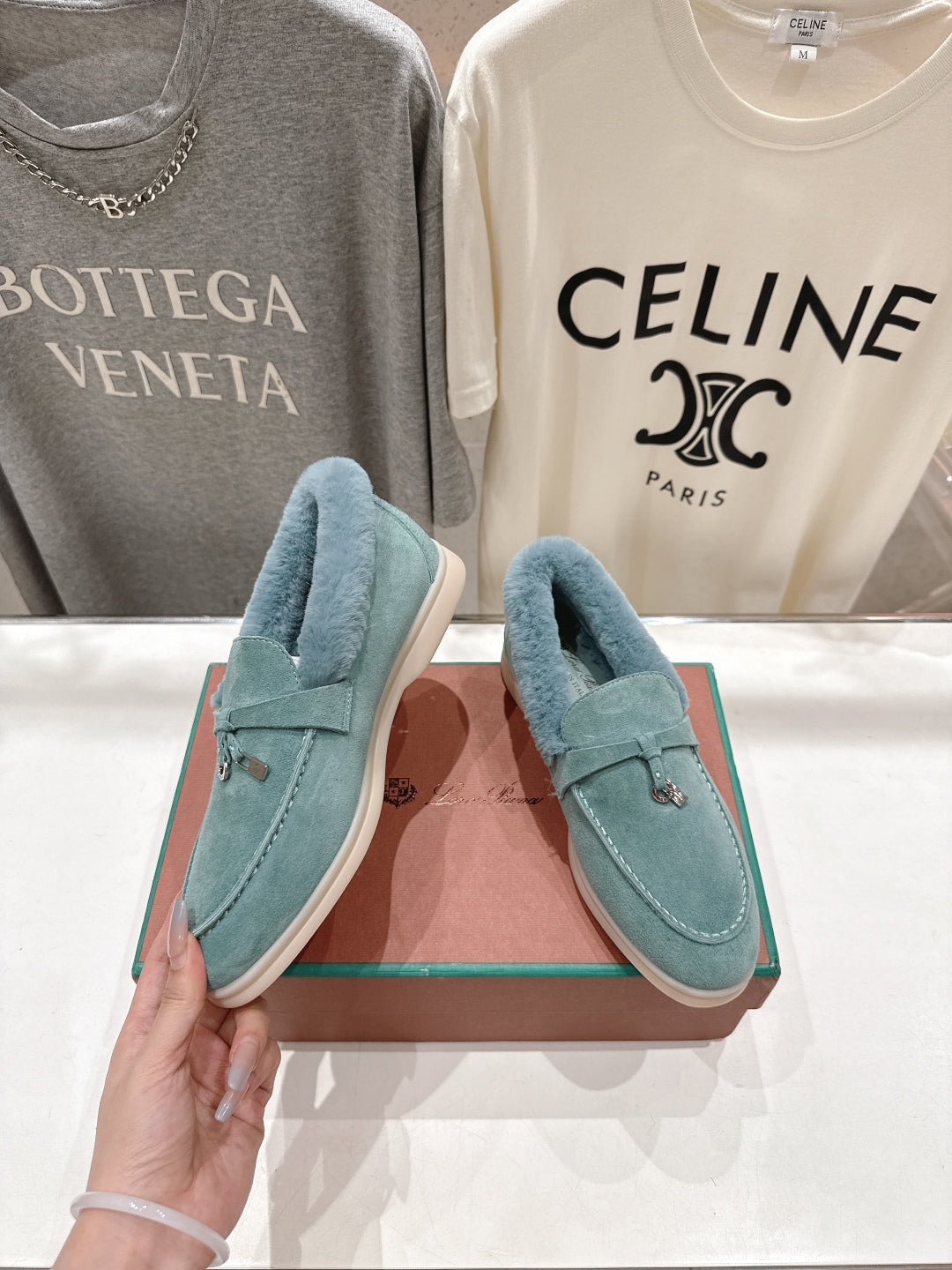 LP 25S SUMMER CHARMS WALK LOAFERS IN DUSTY TEAL SUEDE AND FLEECE - 35