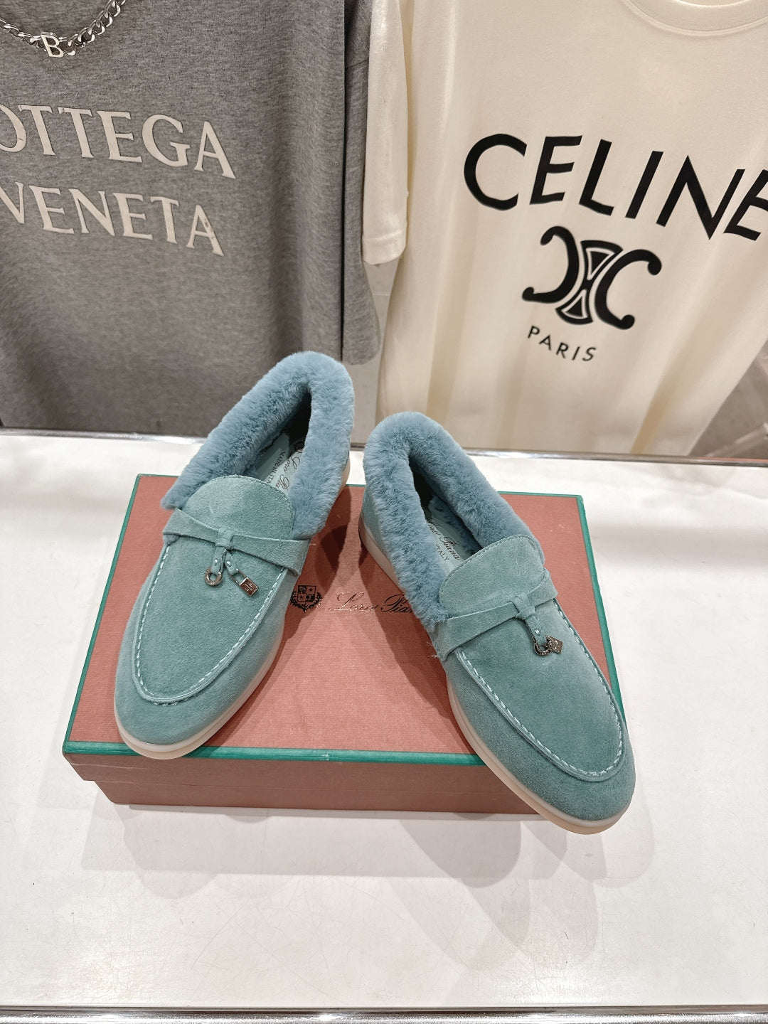 LP 25S SUMMER CHARMS WALK LOAFERS IN DUSTY TEAL SUEDE AND FLEECE - 35