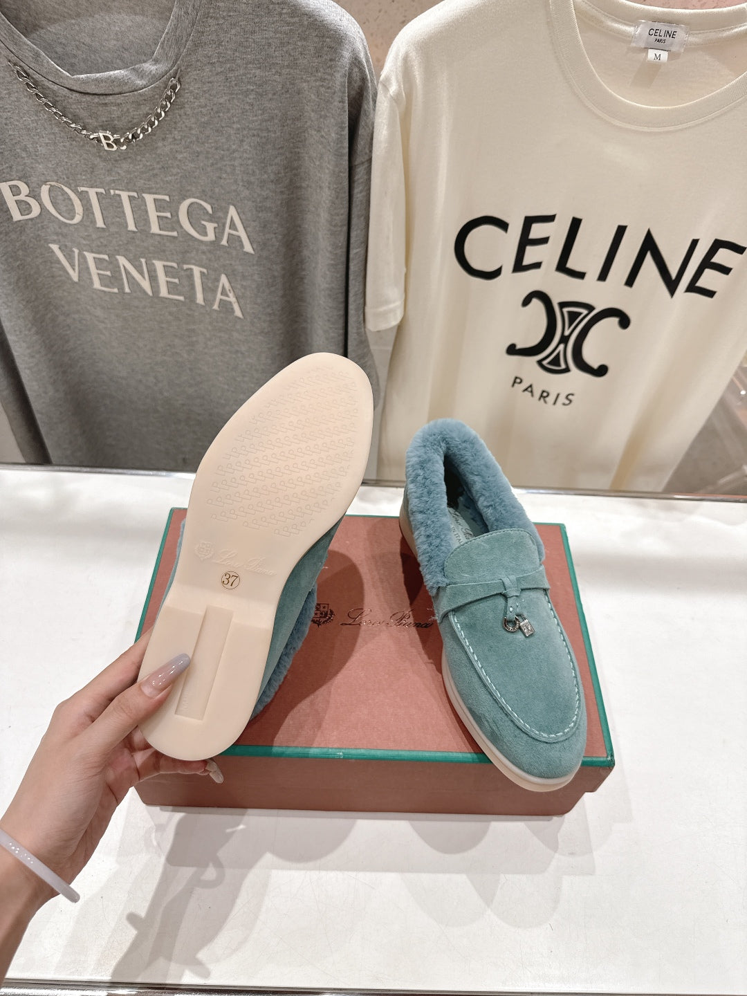 LP 25S SUMMER CHARMS WALK LOAFERS IN DUSTY TEAL SUEDE AND FLEECE - 35