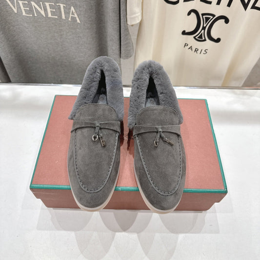 LP 25S SUMMER CHARMS WALK LOAFERS IN LIGHT CHARCOAL SUEDE AND FLEECE - 35