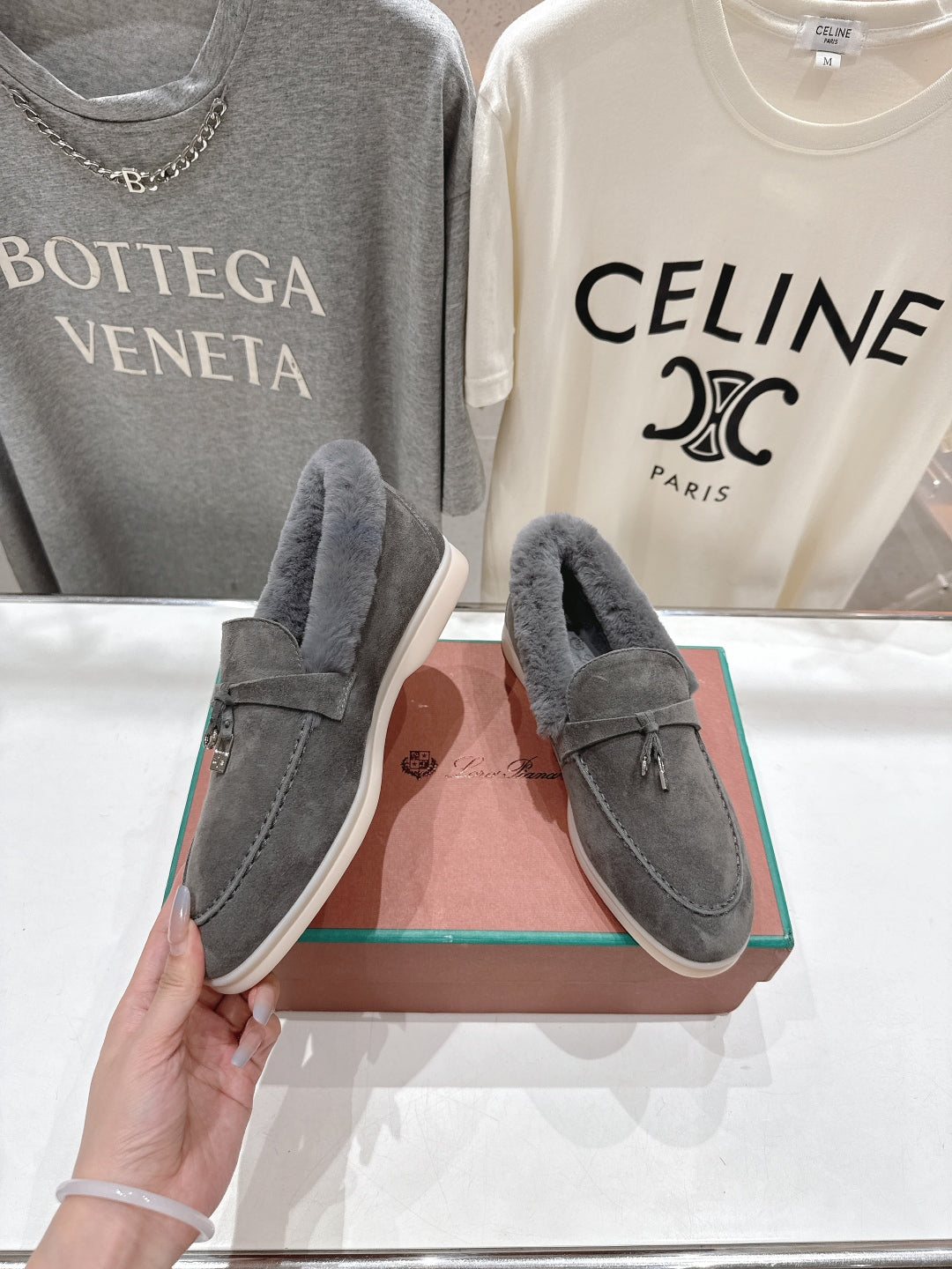 LP 25S SUMMER CHARMS WALK LOAFERS IN LIGHT CHARCOAL SUEDE AND FLEECE - 35