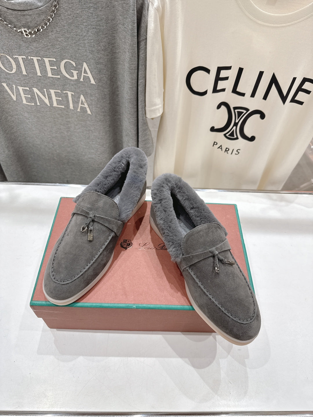 LP 25S SUMMER CHARMS WALK LOAFERS IN LIGHT CHARCOAL SUEDE AND FLEECE - 35