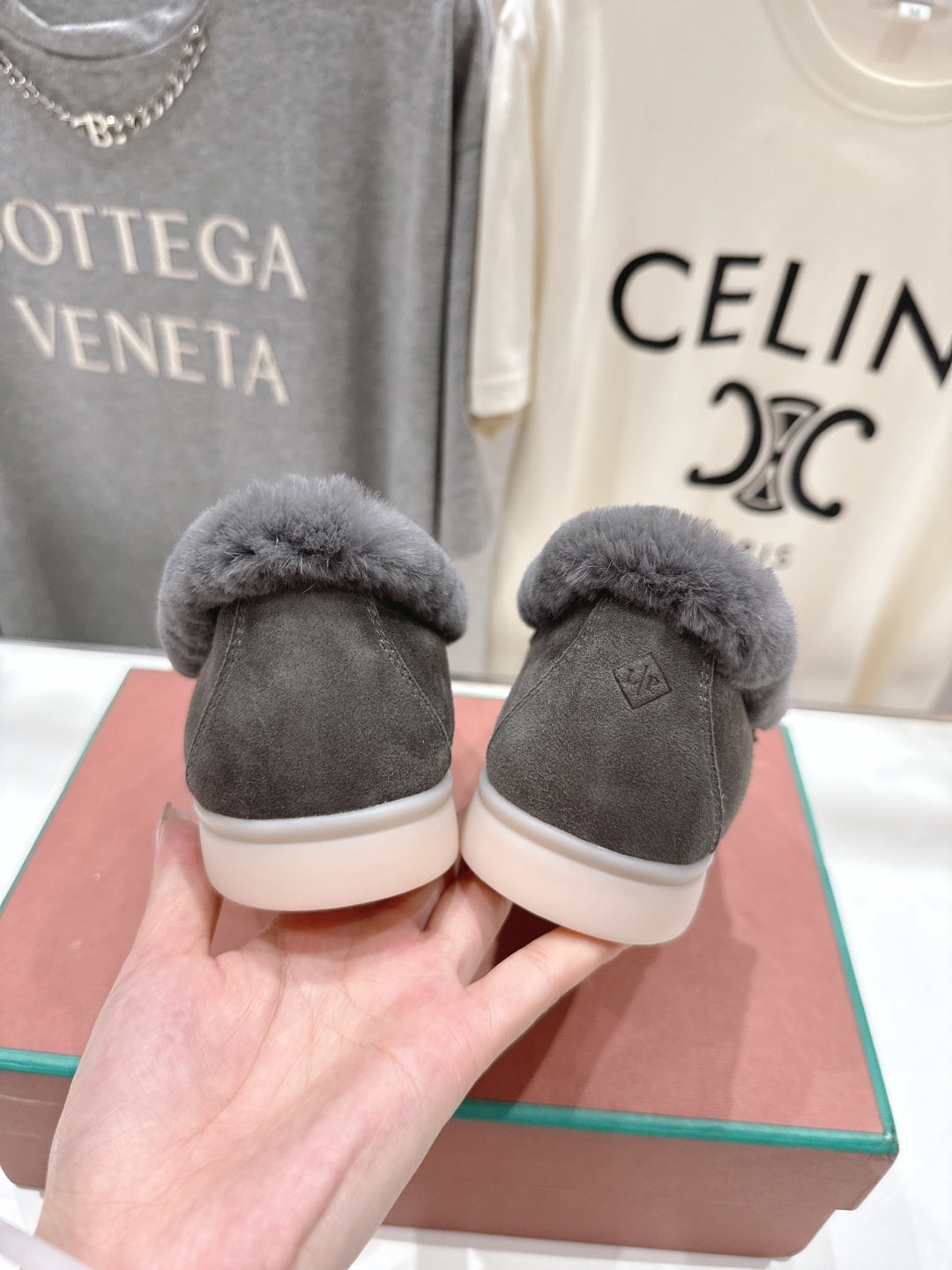 LP 25S SUMMER CHARMS WALK LOAFERS IN LIGHT CHARCOAL SUEDE AND FLEECE - 35