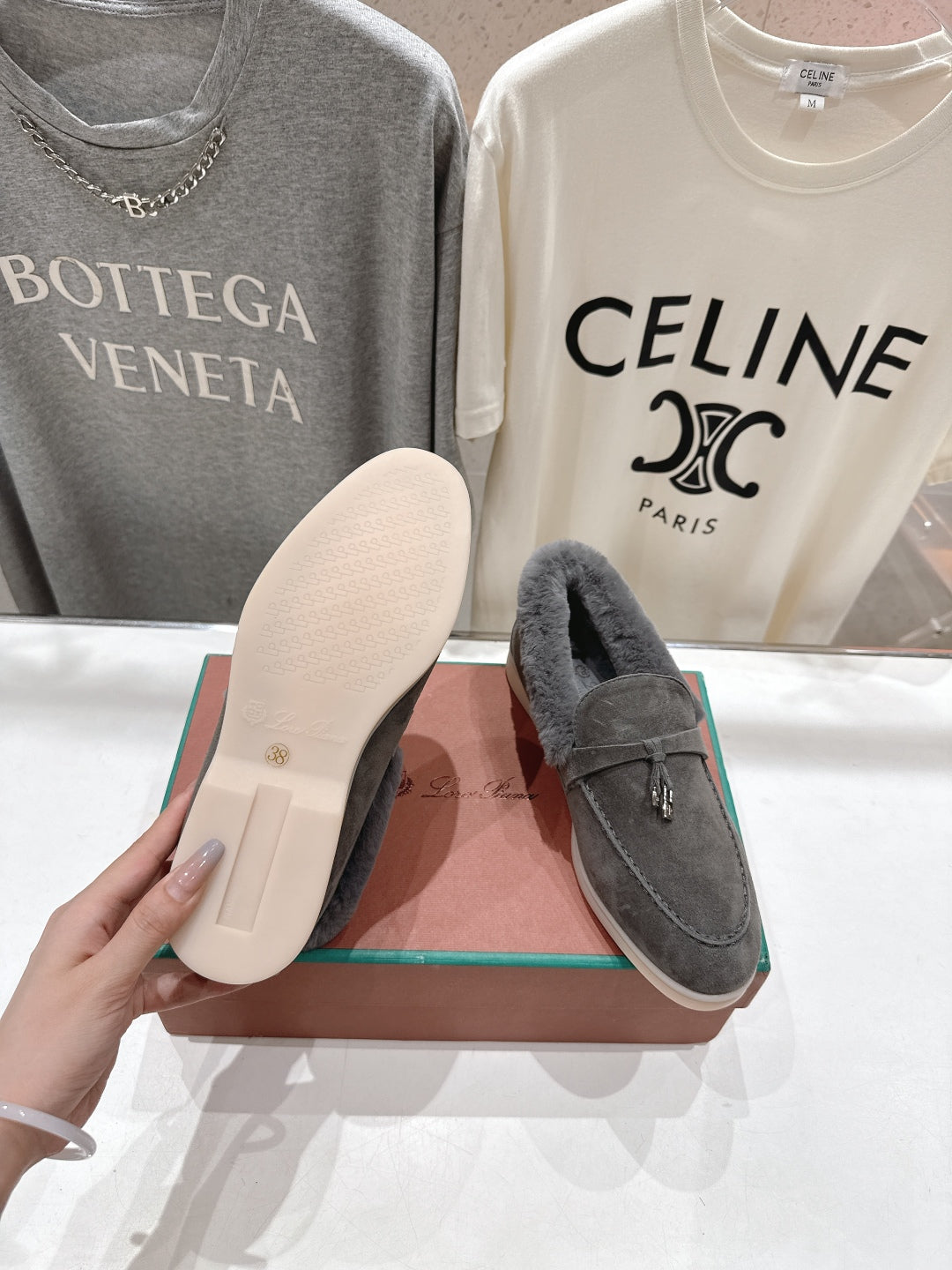 LP 25S SUMMER CHARMS WALK LOAFERS IN LIGHT CHARCOAL SUEDE AND FLEECE - 35