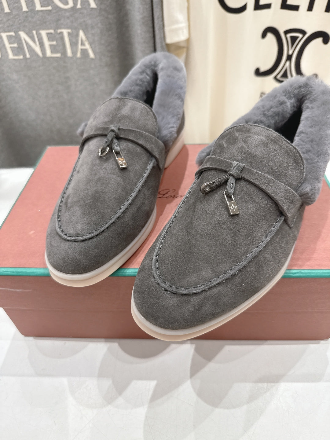 LP 25S SUMMER CHARMS WALK LOAFERS IN LIGHT CHARCOAL SUEDE AND FLEECE - 35