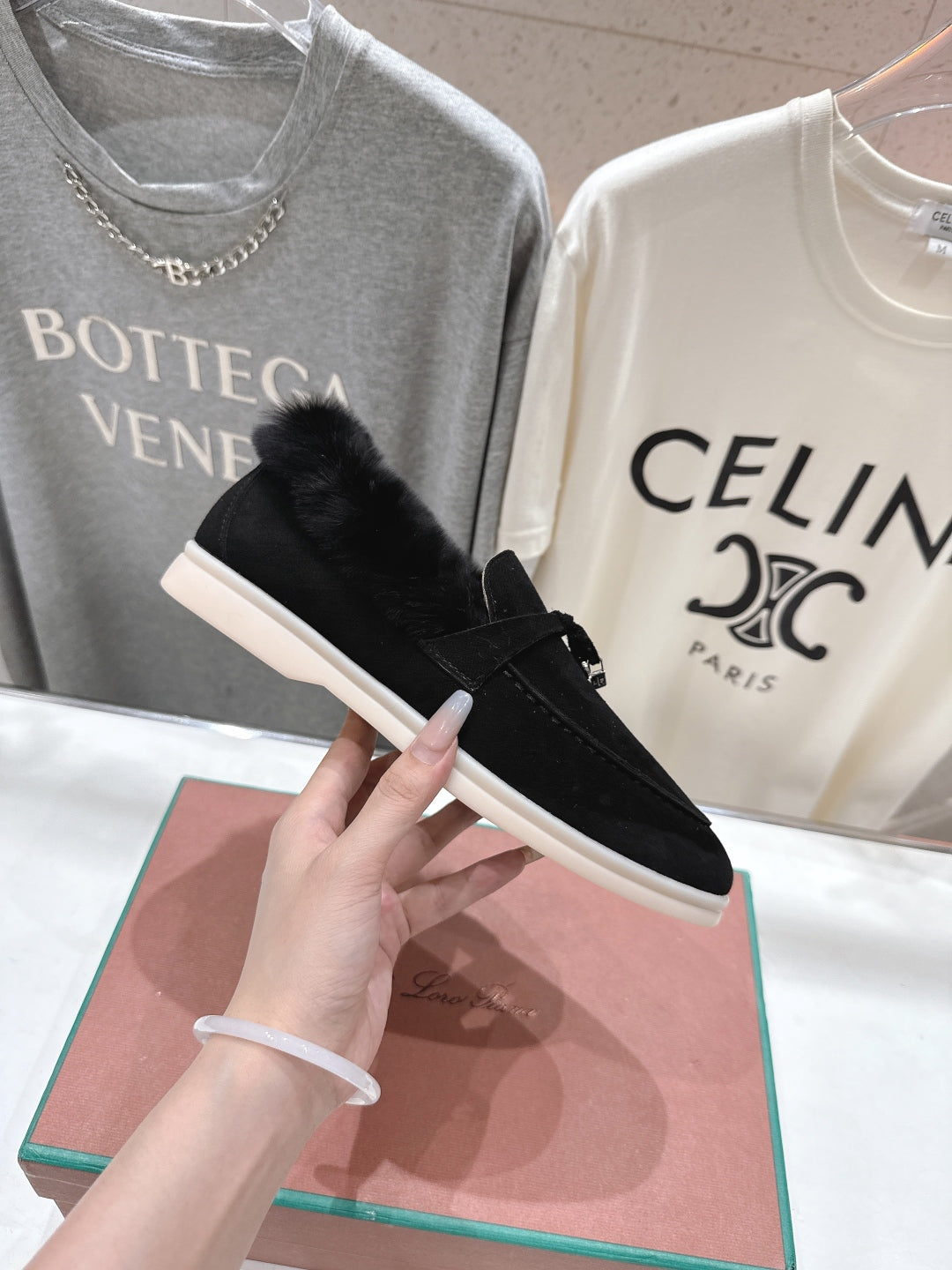 LP 25S SUMMER CHARMS WALK LOAFERS IN BLACK SUEDE AND FLEECE - 35