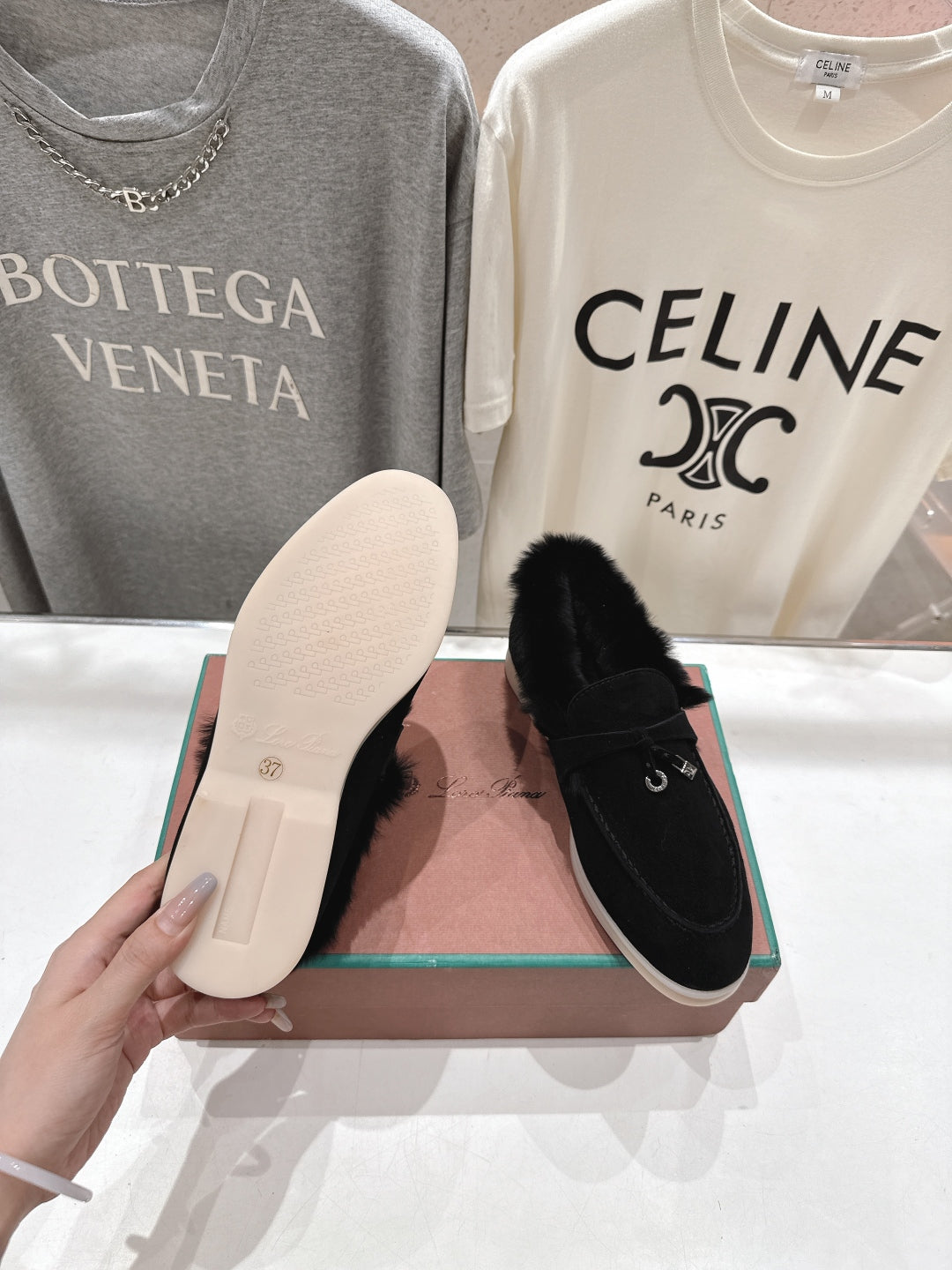 LP 25S SUMMER CHARMS WALK LOAFERS IN BLACK SUEDE AND FLEECE - 35