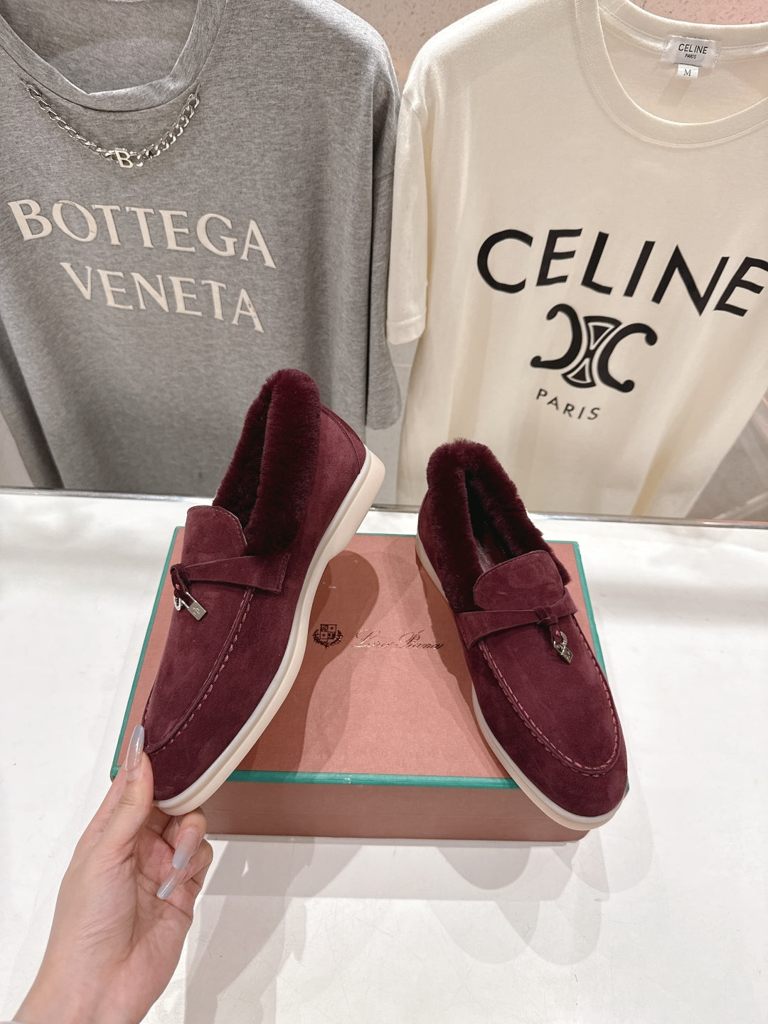 LP 25S SUMMER CHARMS WALK LOAFERS IN BURGUNDY SUEDE AND FLEECE - 35