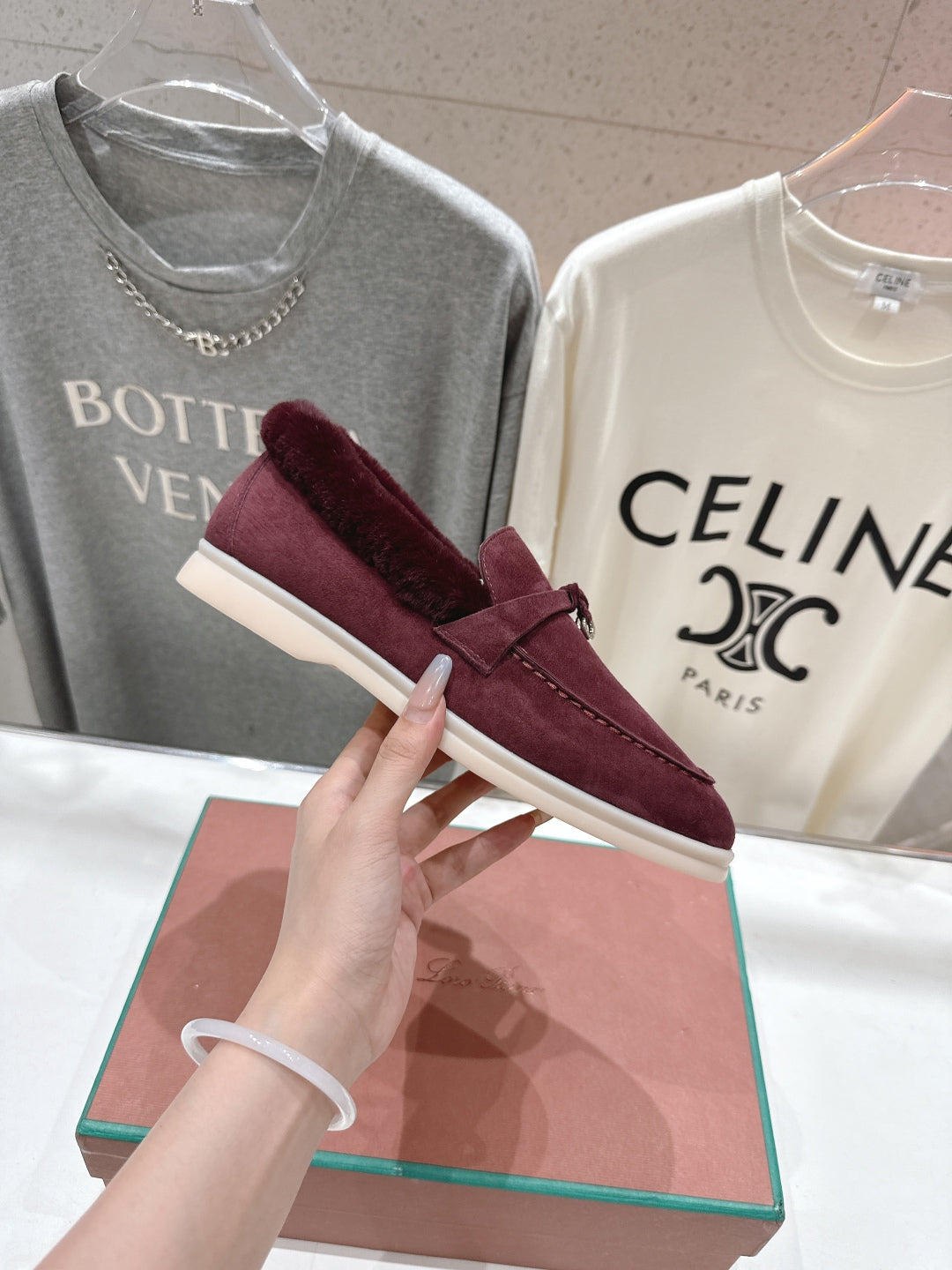 LP 25S SUMMER CHARMS WALK LOAFERS IN BURGUNDY SUEDE AND FLEECE - 35