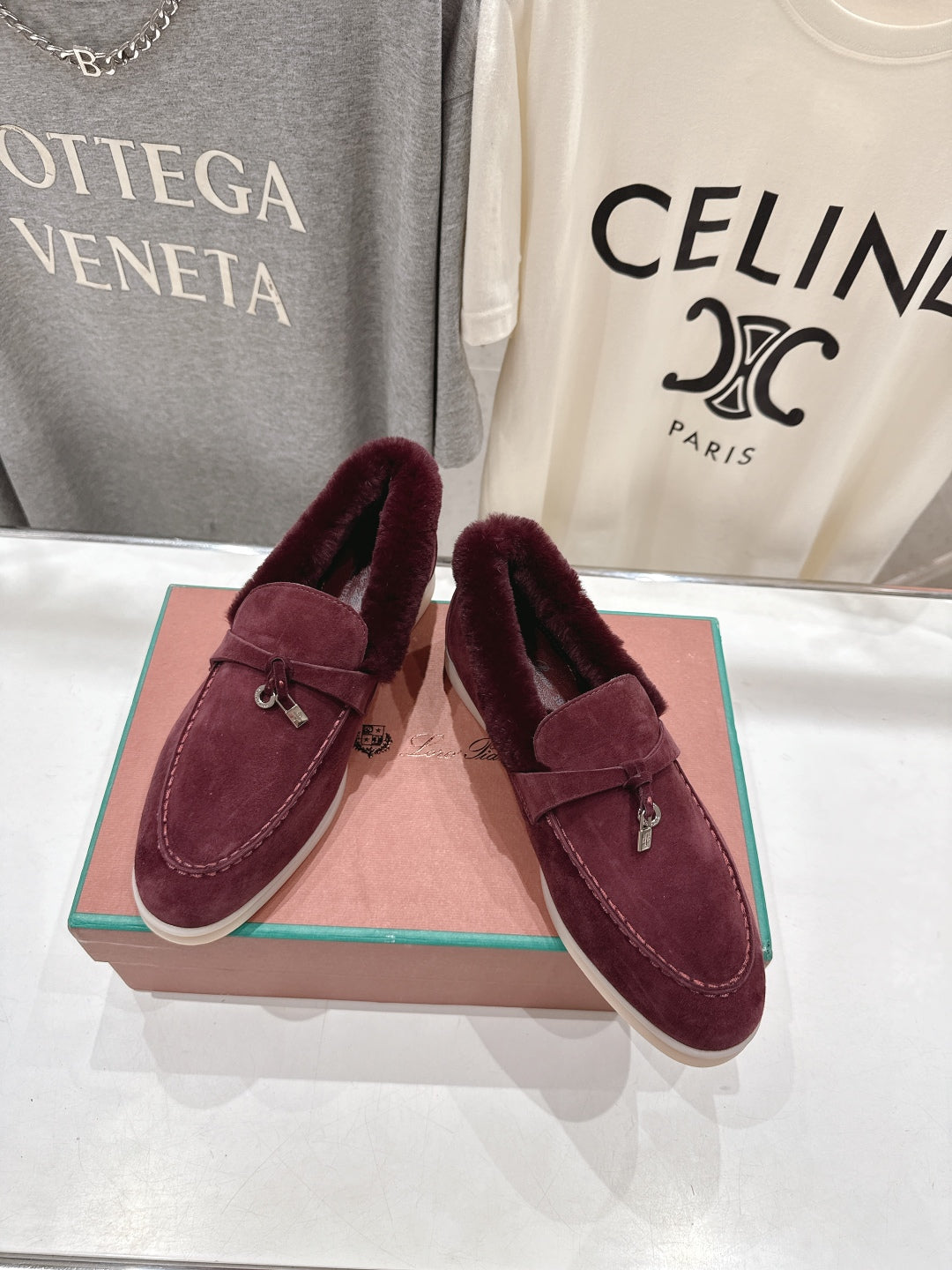 LP 25S SUMMER CHARMS WALK LOAFERS IN BURGUNDY SUEDE AND FLEECE - 35