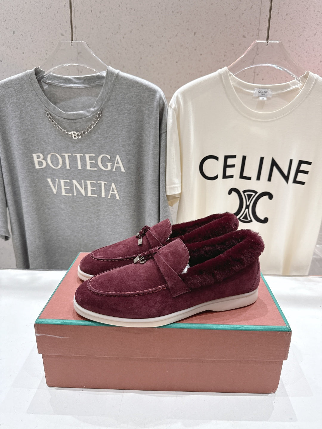 LP 25S SUMMER CHARMS WALK LOAFERS IN BURGUNDY SUEDE AND FLEECE - 35