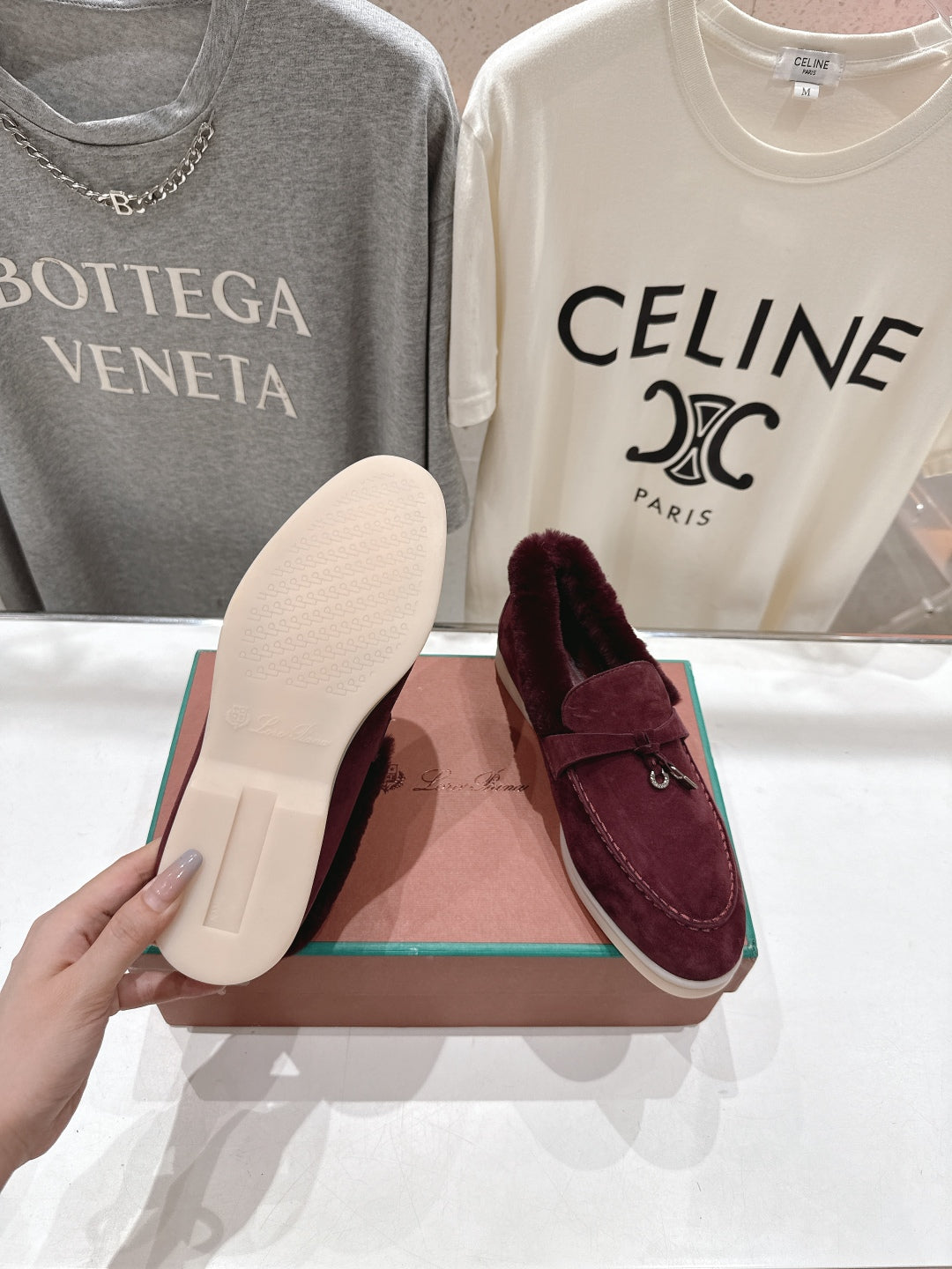 LP 25S SUMMER CHARMS WALK LOAFERS IN BURGUNDY SUEDE AND FLEECE - 35