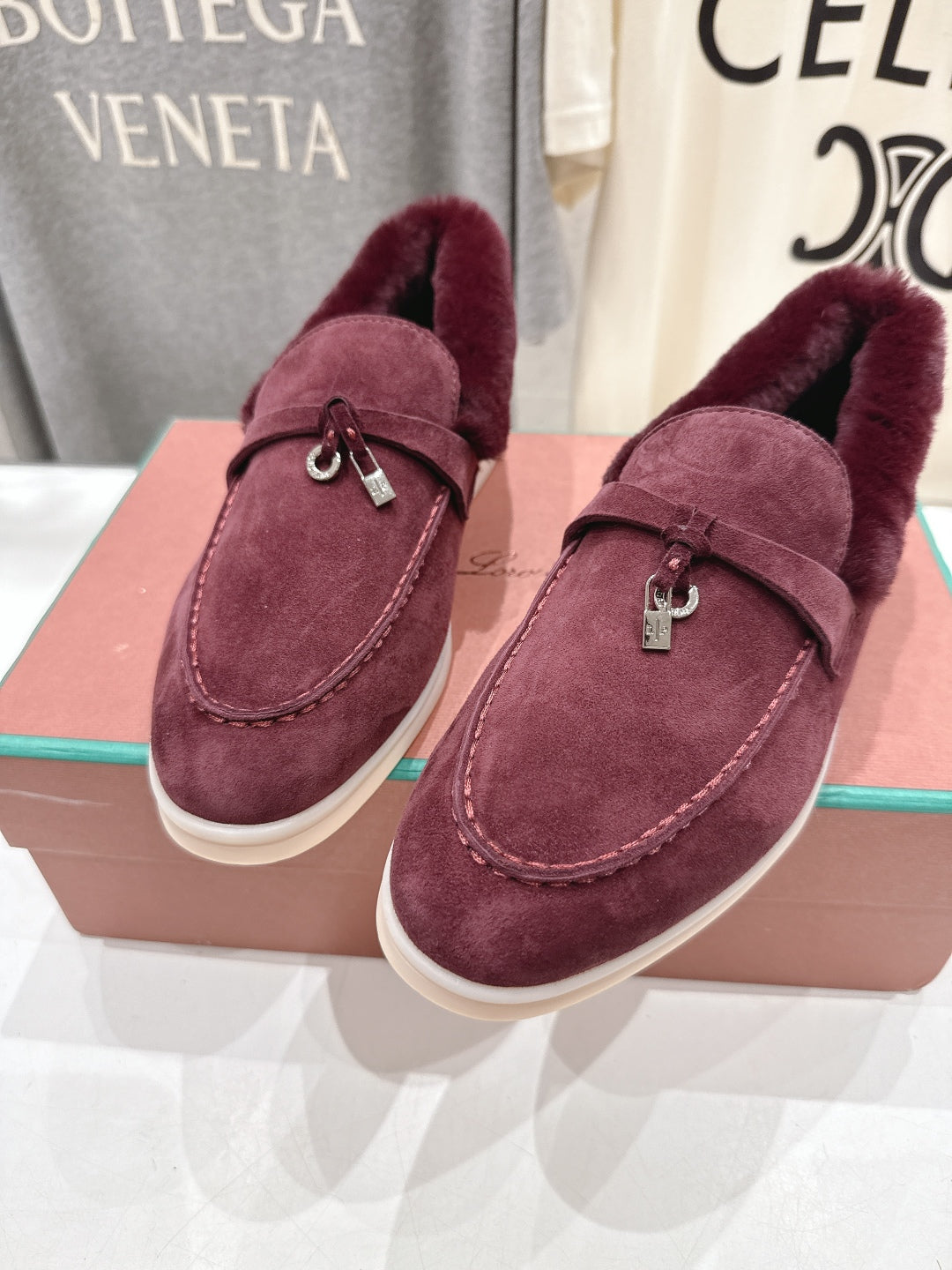 LP 25S SUMMER CHARMS WALK LOAFERS IN BURGUNDY SUEDE AND FLEECE - 35