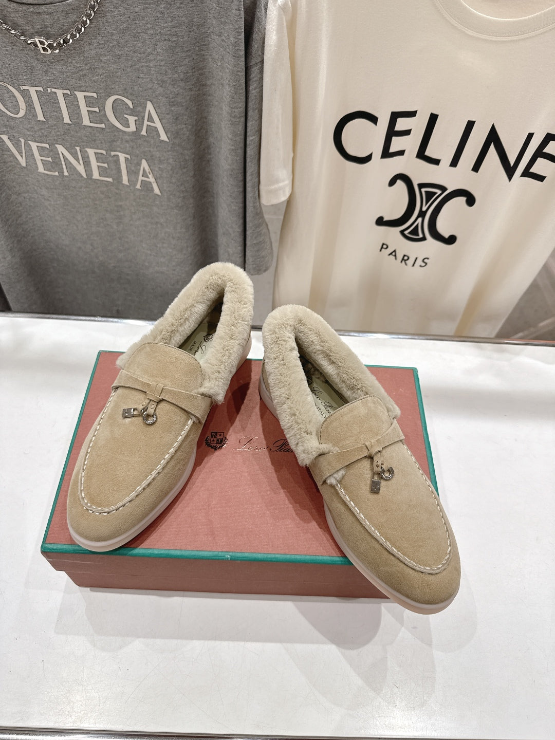 LP 25S SUMMER CHARMS WALK LOAFERS IN WARM GREY SUEDE AND FLEECE - 35