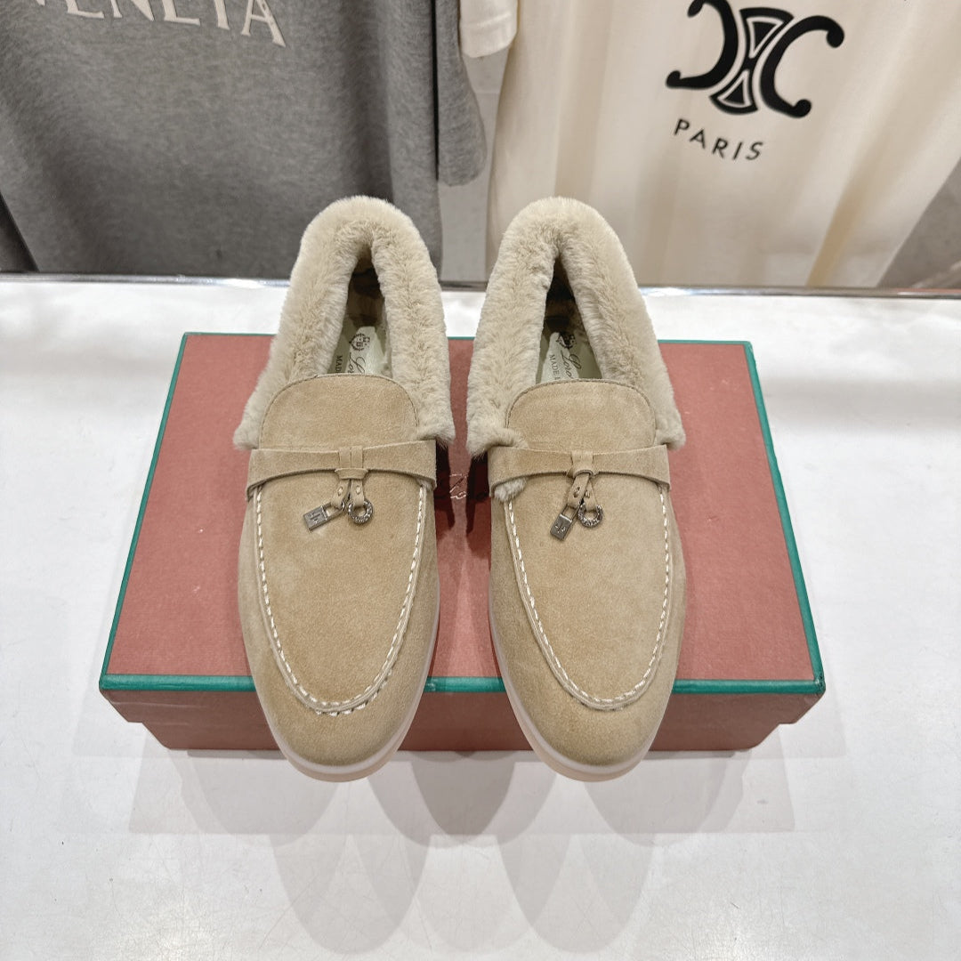 LP 25S SUMMER CHARMS WALK LOAFERS IN WARM GREY SUEDE AND FLEECE - 35