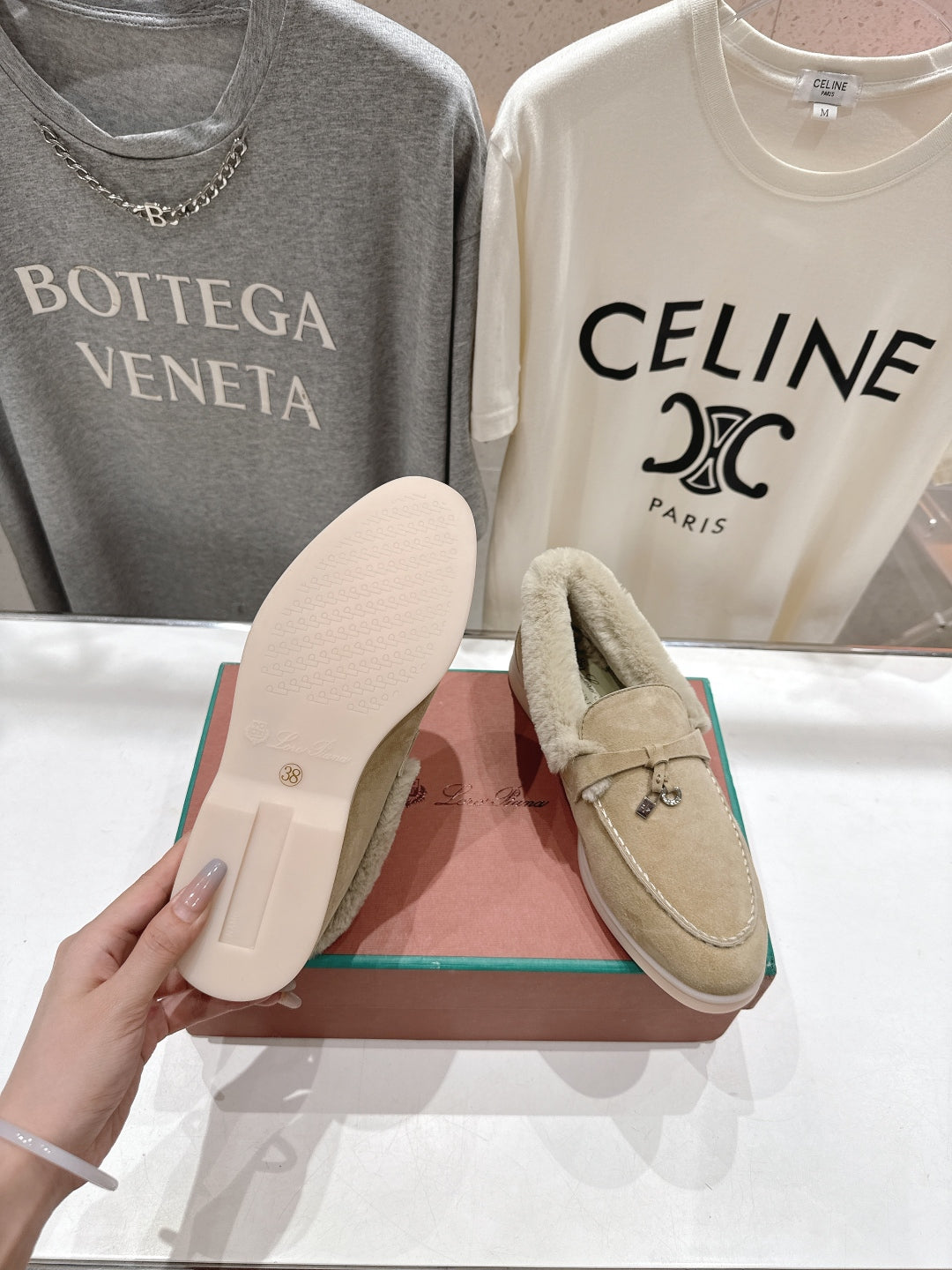 LP 25S SUMMER CHARMS WALK LOAFERS IN WARM GREY SUEDE AND FLEECE - 35