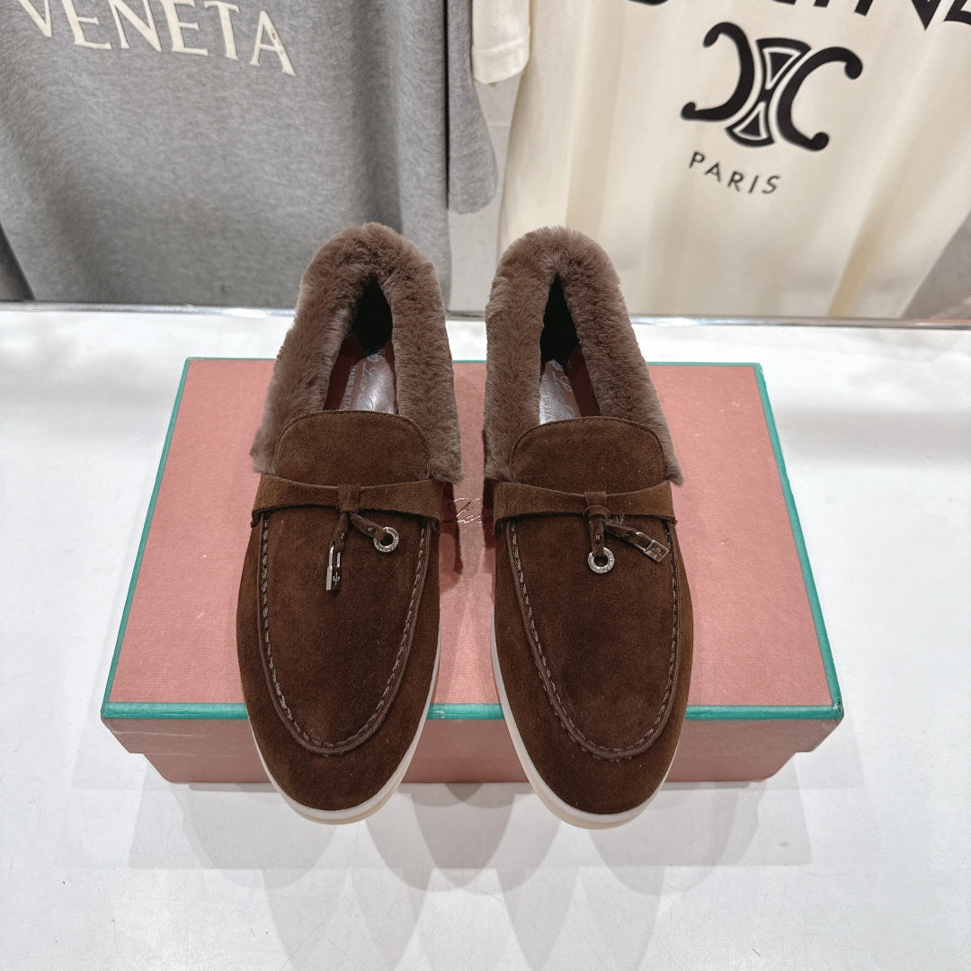 LP 25S SUMMER CHARMS WALK LOAFERS IN DARK BROWN SUEDE AND FLEECE - 35