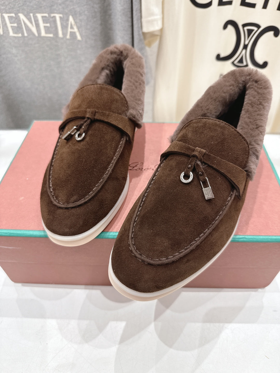 LP 25S SUMMER CHARMS WALK LOAFERS IN DARK BROWN SUEDE AND FLEECE - 35