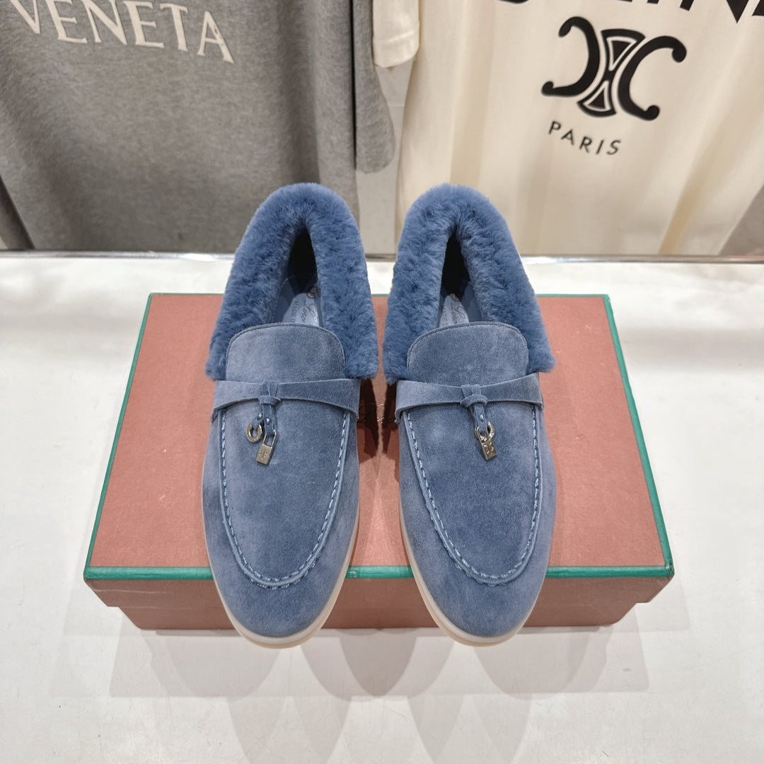 LP 25S SUMMER CHARMS WALK LOAFERS IN SLATE BLUE SUEDE AND FLEECE - 35