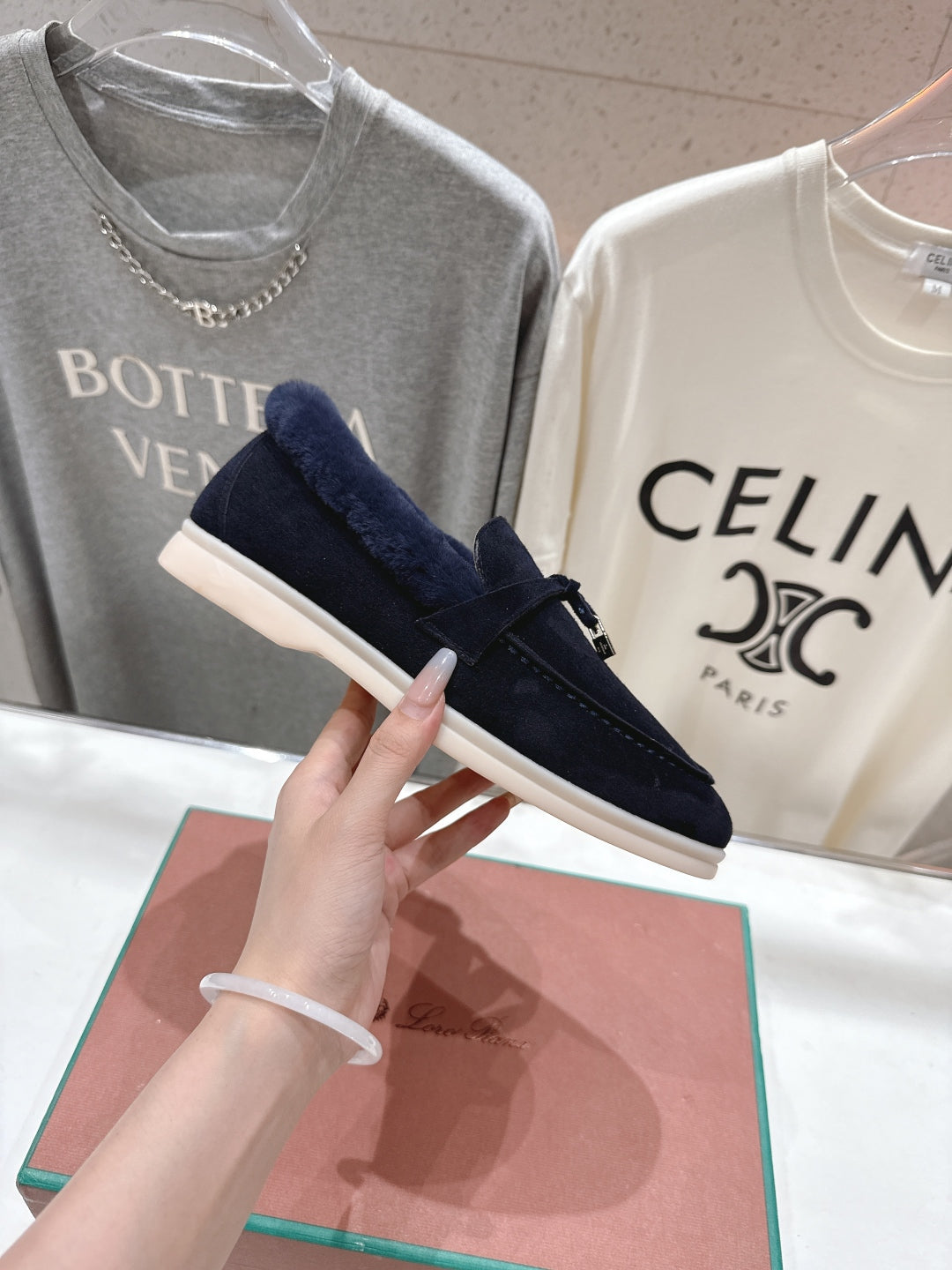 LP 25S SUMMER CHARMS WALK LOAFERS IN DARK NAVY SUEDE AND FLEECE - 35