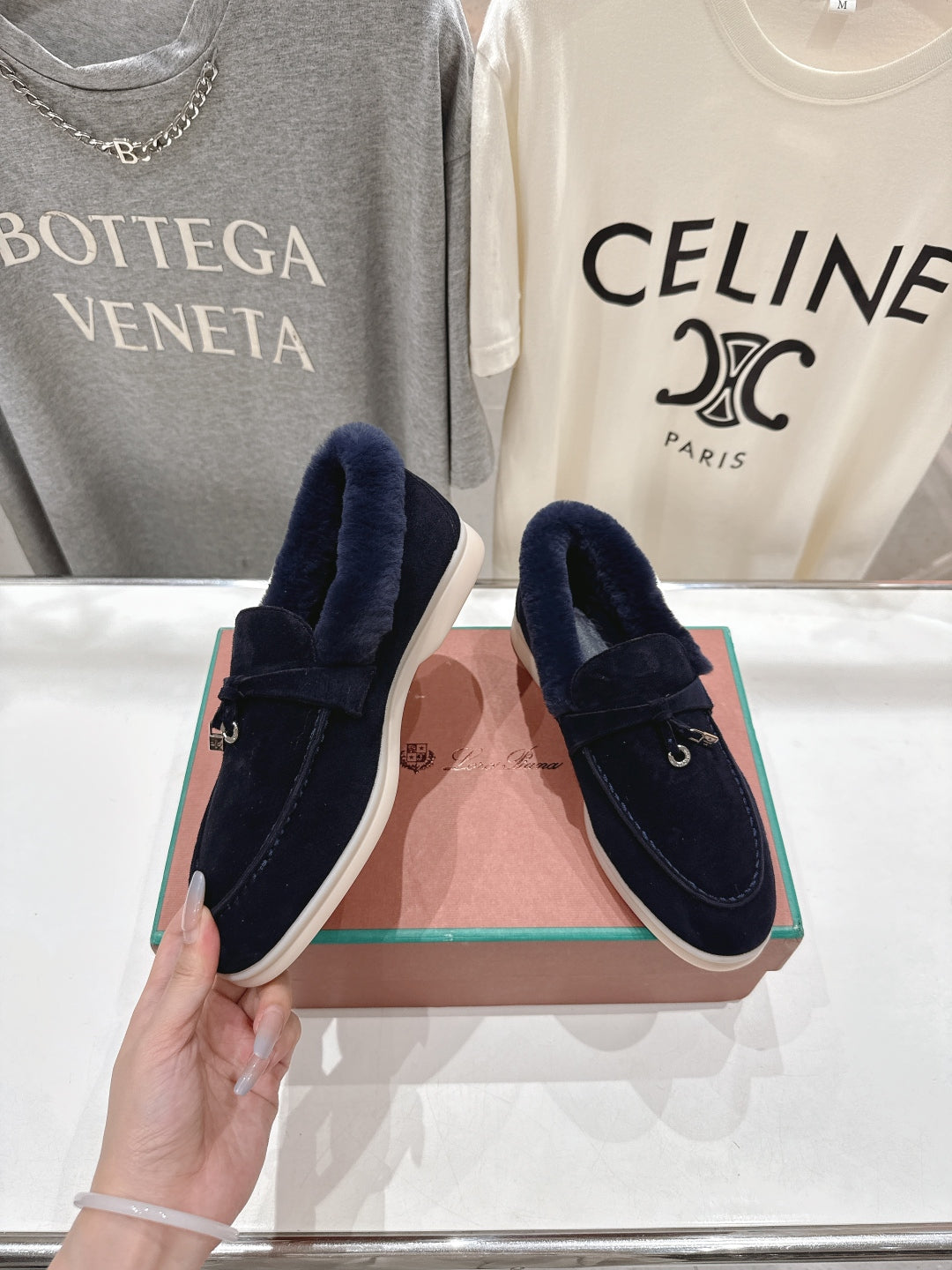 LP 25S SUMMER CHARMS WALK LOAFERS IN DARK NAVY SUEDE AND FLEECE - 35
