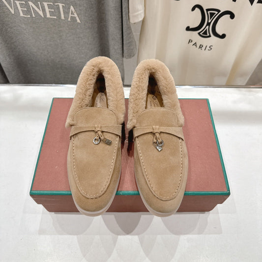 LP 25S SUMMER CHARMS WALK LOAFERS IN LIGHT BEIGE SUEDE AND FLEECE - 35