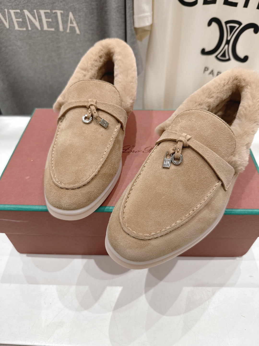 LP 25S SUMMER CHARMS WALK LOAFERS IN LIGHT BEIGE SUEDE AND FLEECE - 35