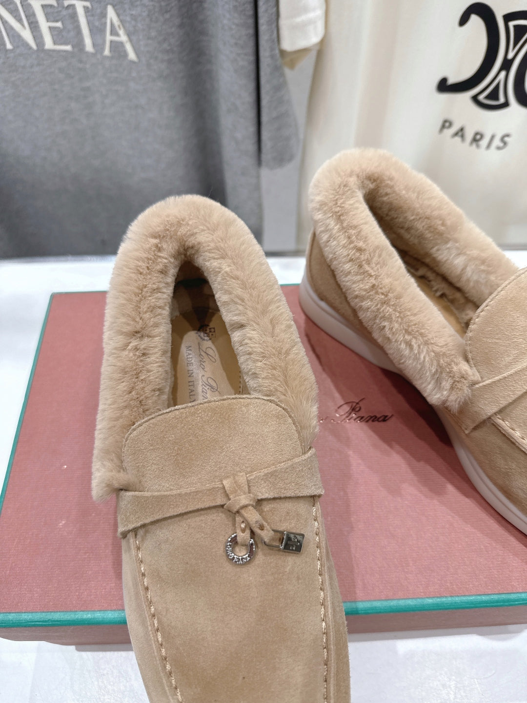 LP 25S SUMMER CHARMS WALK LOAFERS IN LIGHT BEIGE SUEDE AND FLEECE - 35