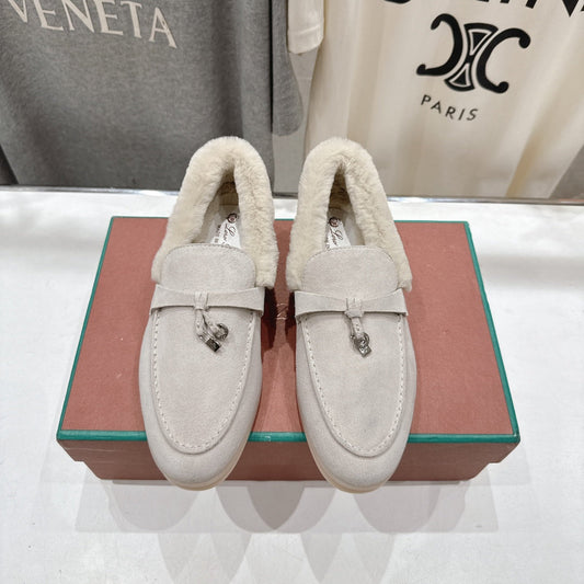 LP 25S SUMMER CHARMS WALK LOAFERS IN LIGHT GRAY SUEDE AND FLEECE - 35