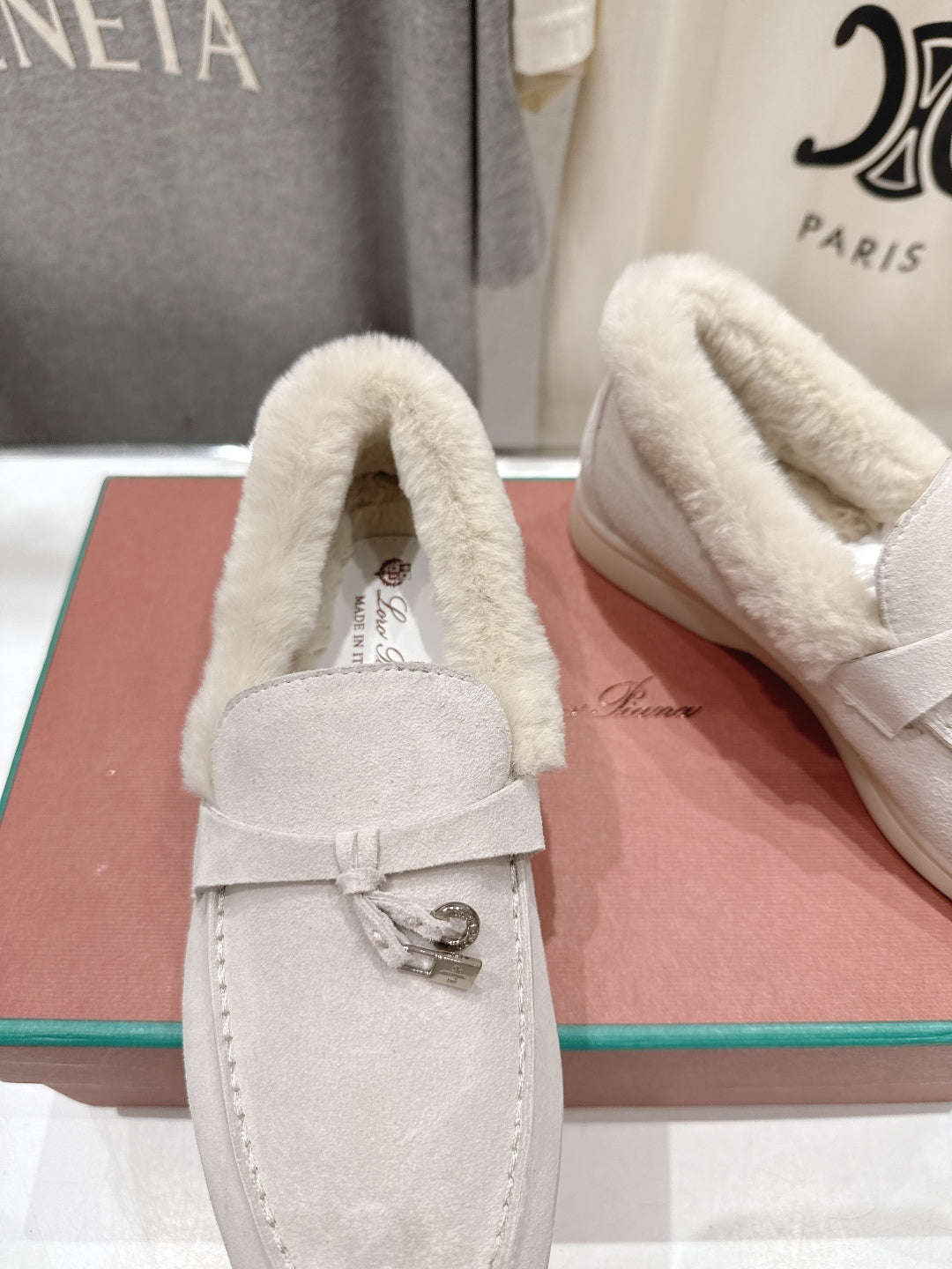 LP 25S SUMMER CHARMS WALK LOAFERS IN LIGHT GRAY SUEDE AND FLEECE - 35