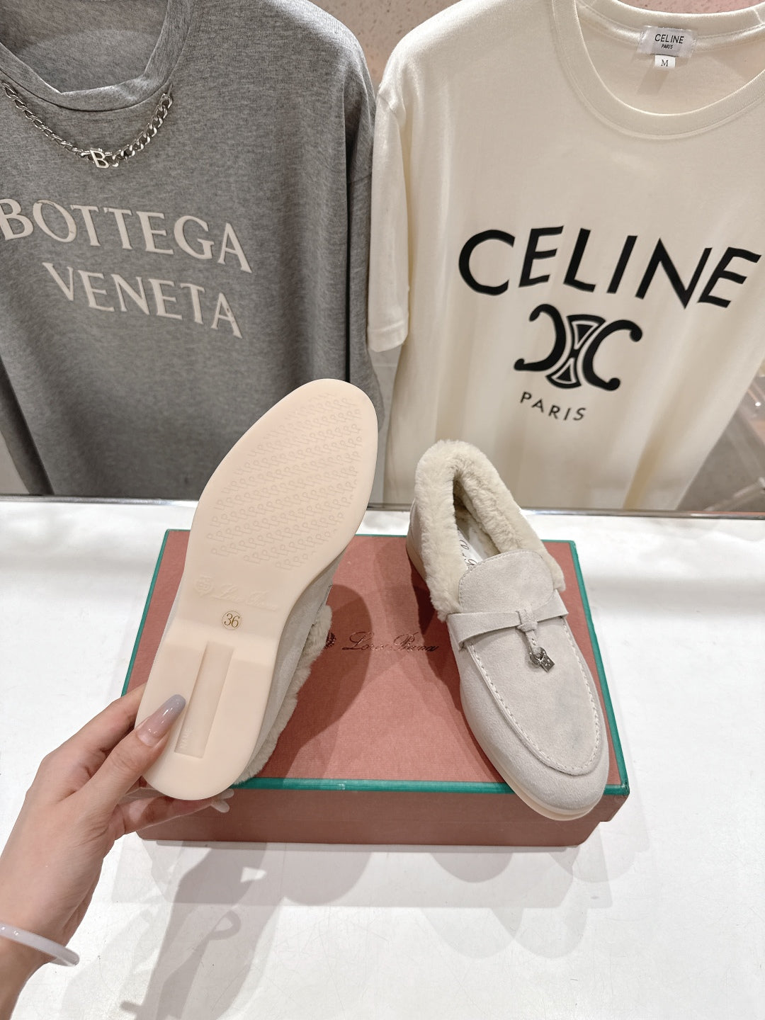 LP 25S SUMMER CHARMS WALK LOAFERS IN LIGHT GRAY SUEDE AND FLEECE - 35