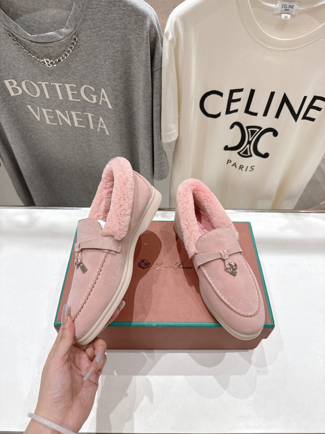 LP 25S SUMMER CHARMS WALK LOAFERS IN BABY PINK SUEDE AND FLEECE - 35