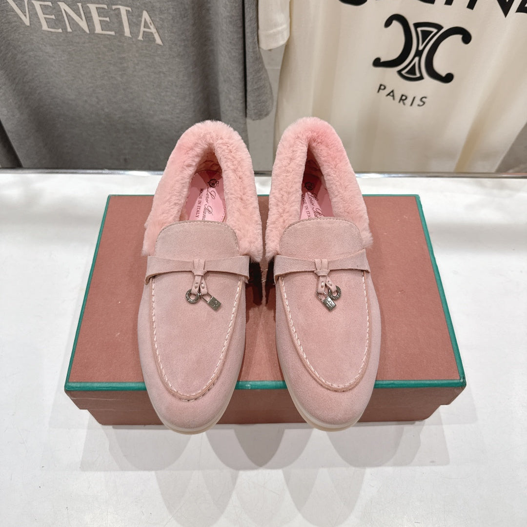 LP 25S SUMMER CHARMS WALK LOAFERS IN BABY PINK SUEDE AND FLEECE - 35