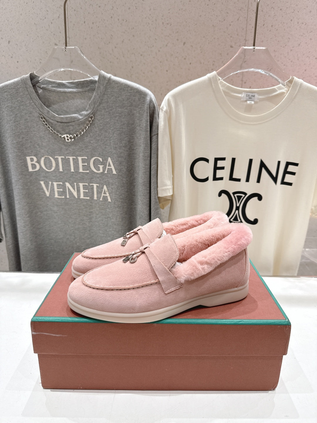 LP 25S SUMMER CHARMS WALK LOAFERS IN BABY PINK SUEDE AND FLEECE - 35