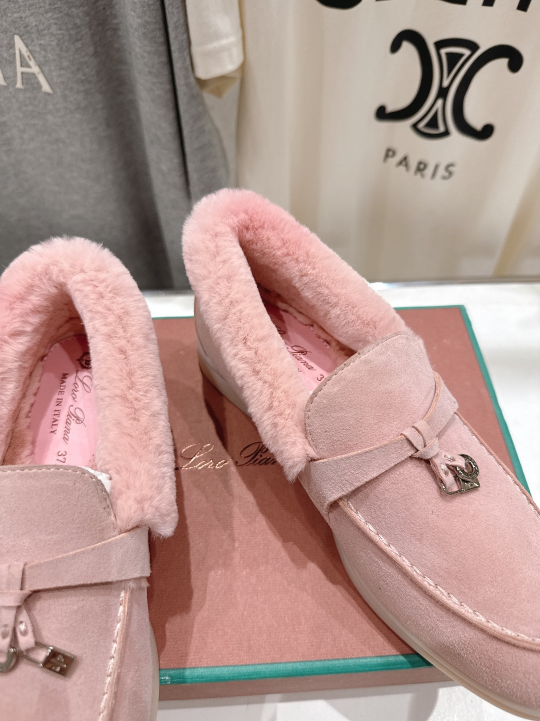 LP 25S SUMMER CHARMS WALK LOAFERS IN BABY PINK SUEDE AND FLEECE - 35