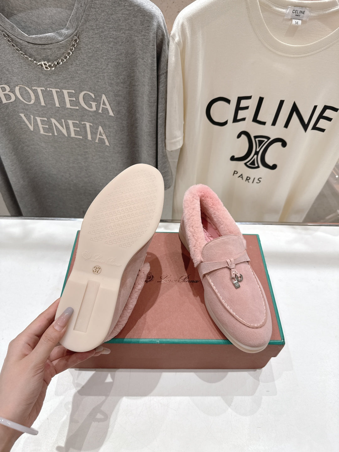 LP 25S SUMMER CHARMS WALK LOAFERS IN BABY PINK SUEDE AND FLEECE - 35