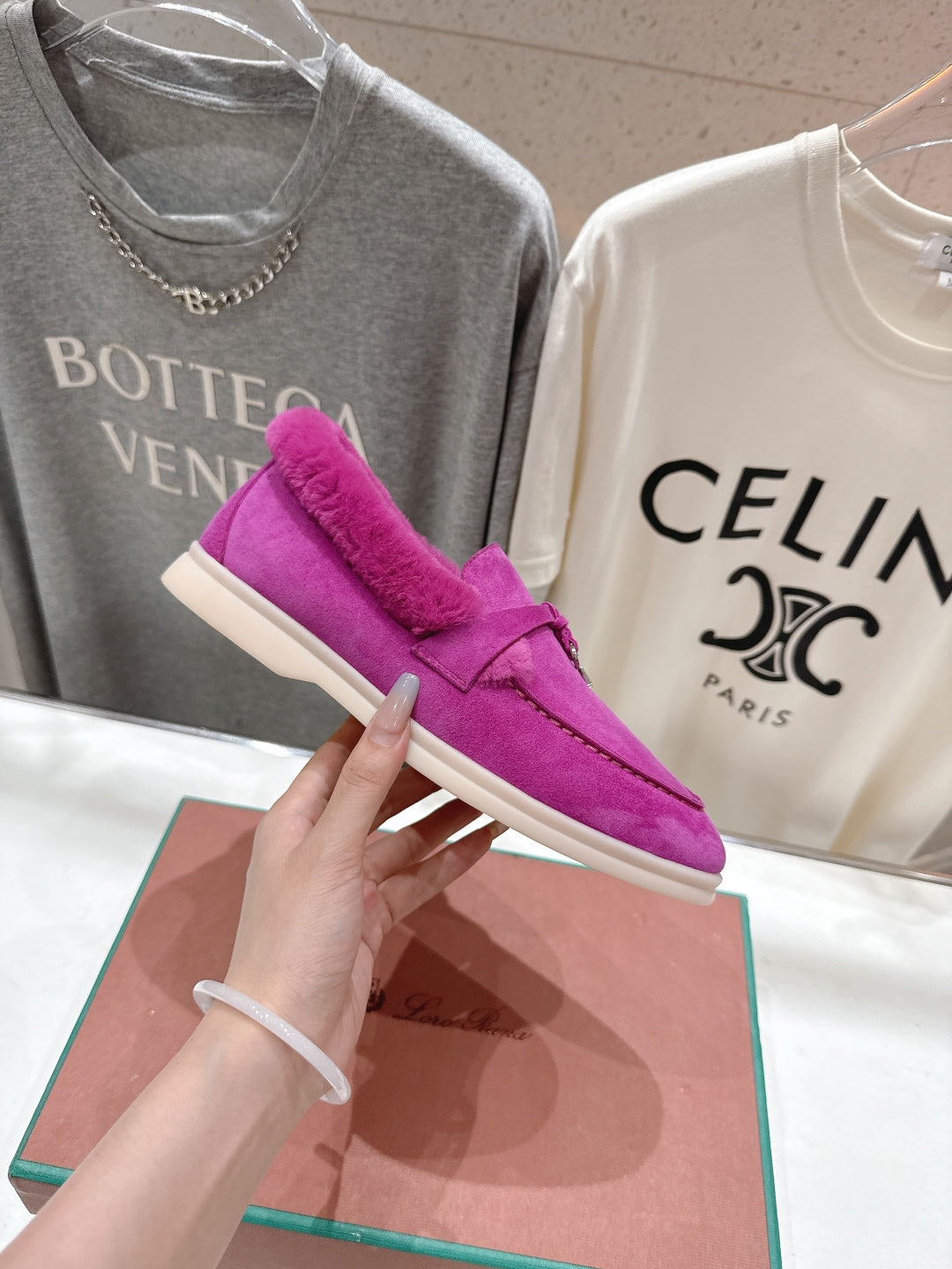 LP 25S SUMMER CHARMS WALK LOAFERS IN FUCHSIA SUEDE AND FLEECE - 35