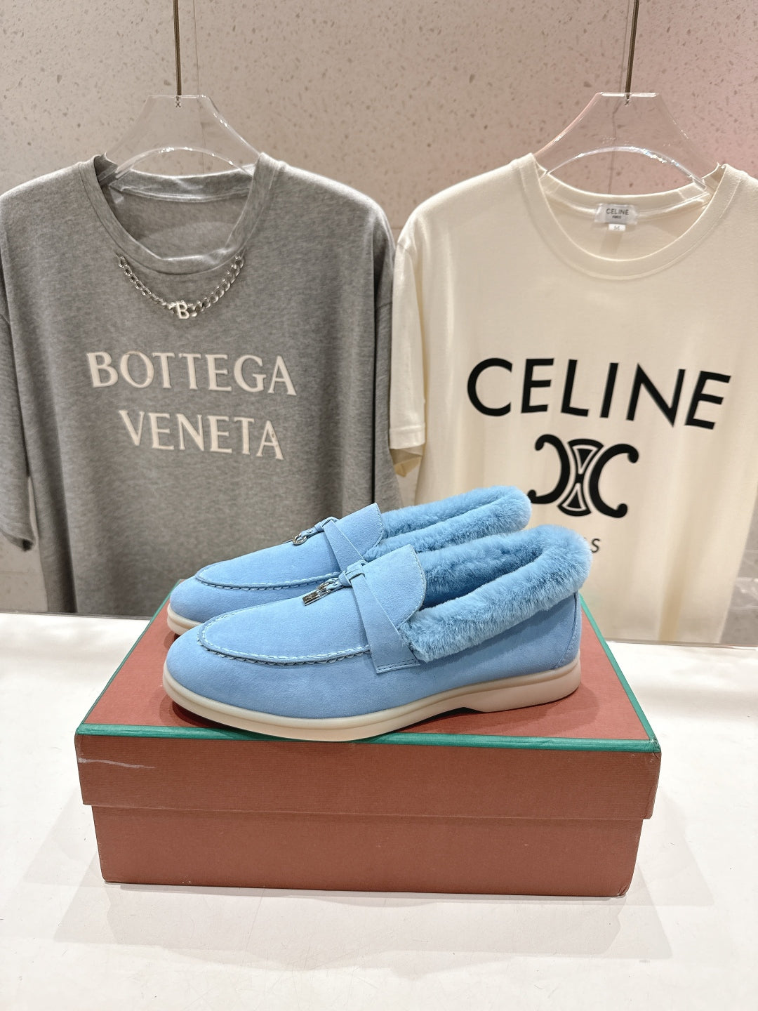 LP 25S SUMMER CHARMS WALK LOAFERS IN DARK PASTEL BLUE SUEDE AND FLEECE - 35