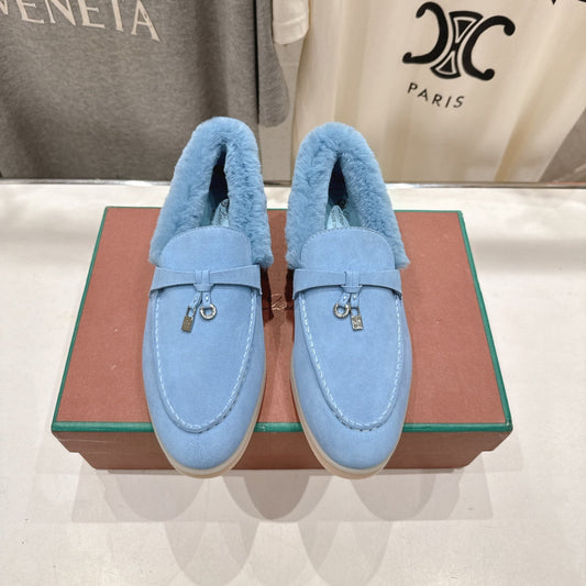 LP 25S SUMMER CHARMS WALK LOAFERS IN DARK PASTEL BLUE SUEDE AND FLEECE - 35