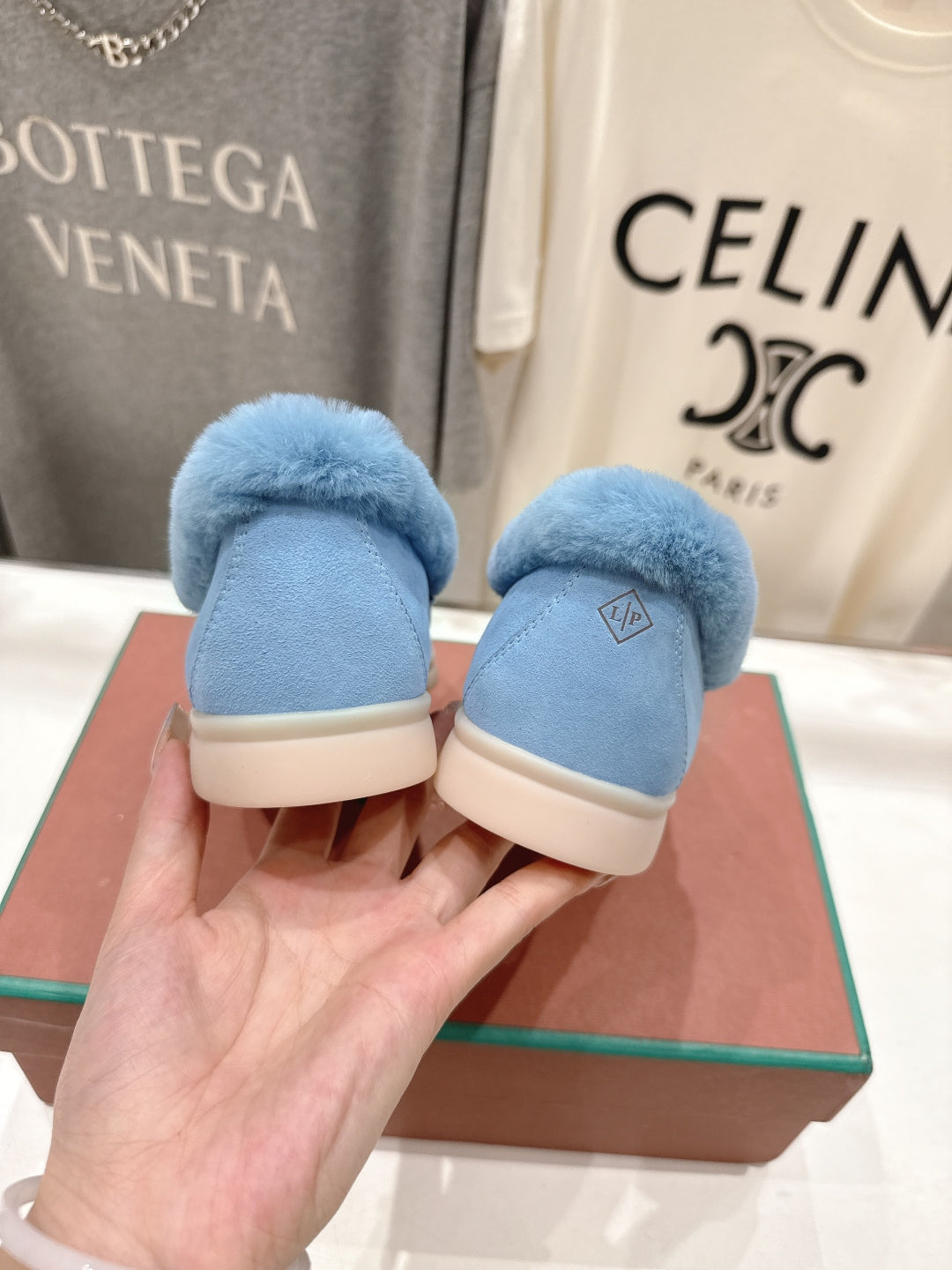 LP 25S SUMMER CHARMS WALK LOAFERS IN DARK PASTEL BLUE SUEDE AND FLEECE - 35