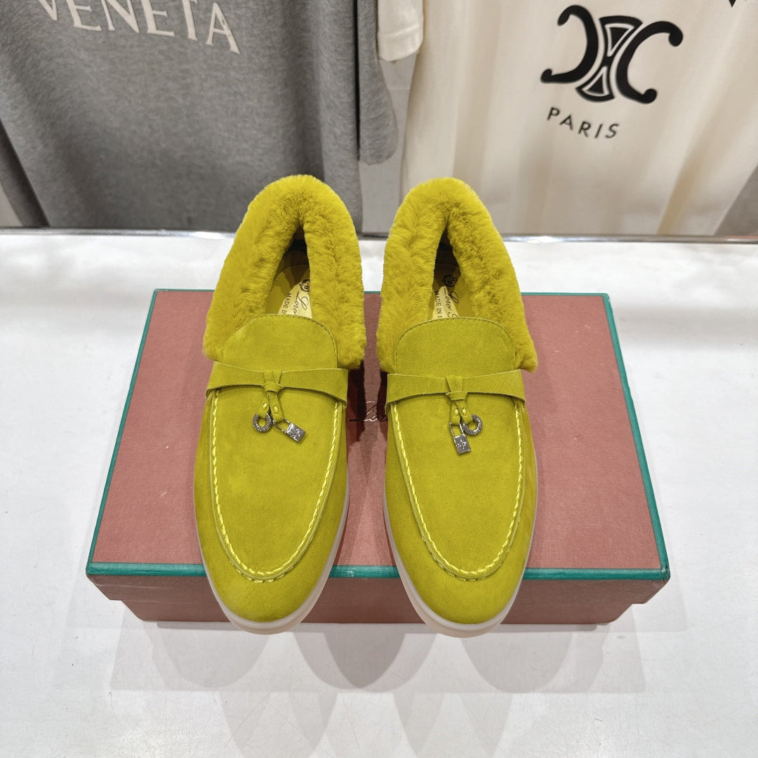 LP 25S SUMMER CHARMS WALK LOAFERS IN OLIVE YELLOW SUEDE AND FLEECE - 35