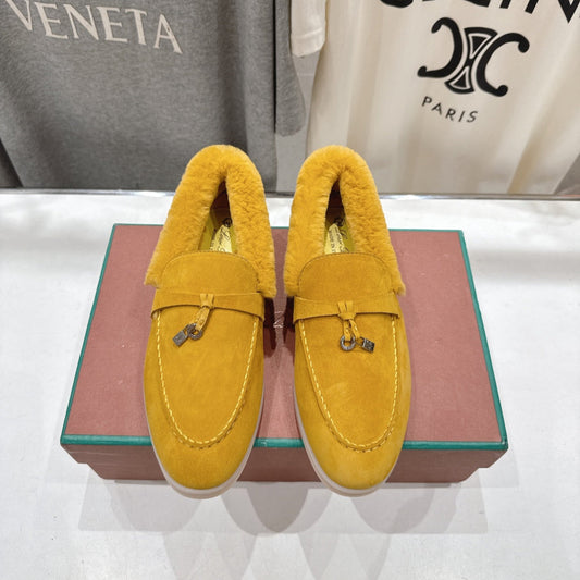 LP 25S SUMMER CHARMS WALK LOAFERS IN YELLOW SUEDE AND FLEECE - 35
