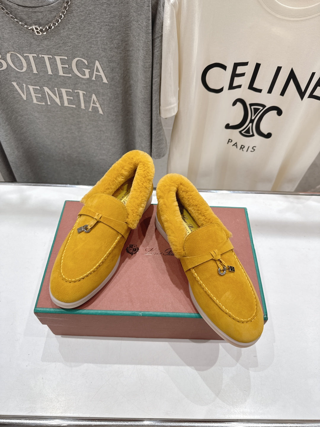 LP 25S SUMMER CHARMS WALK LOAFERS IN YELLOW SUEDE AND FLEECE - 35
