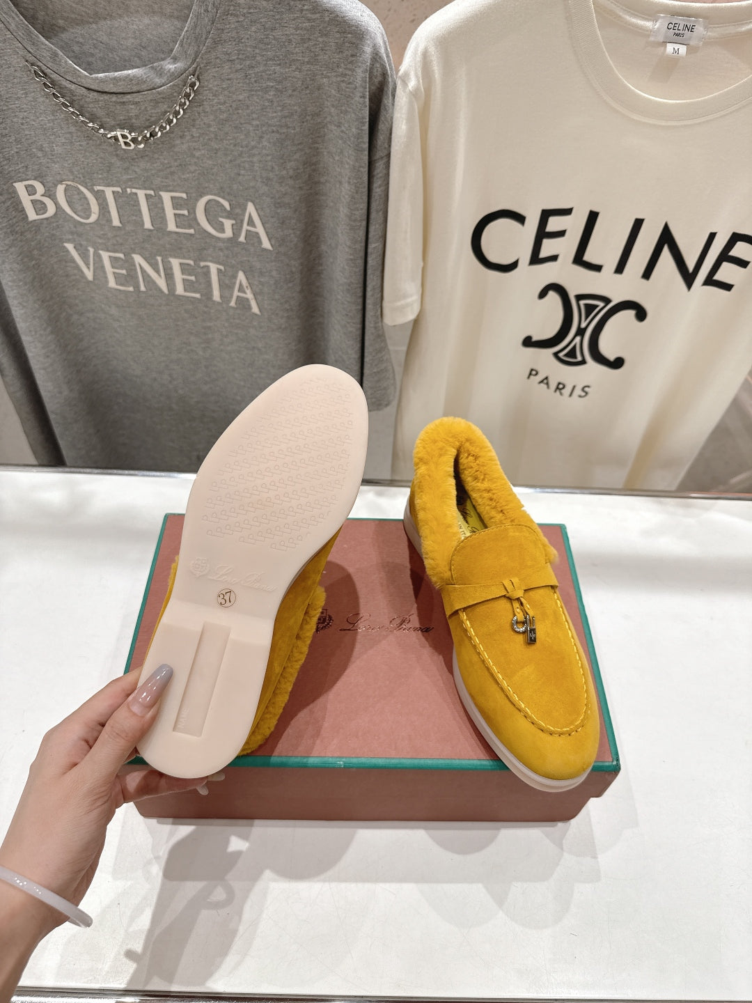 LP 25S SUMMER CHARMS WALK LOAFERS IN YELLOW SUEDE AND FLEECE - 35