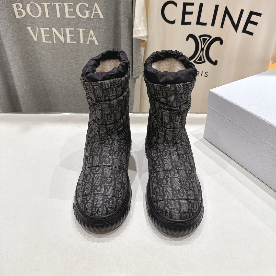 DIOR 25S ANKLE BOOTS IN DARK GREY MIX BLACK FEATHER - 35