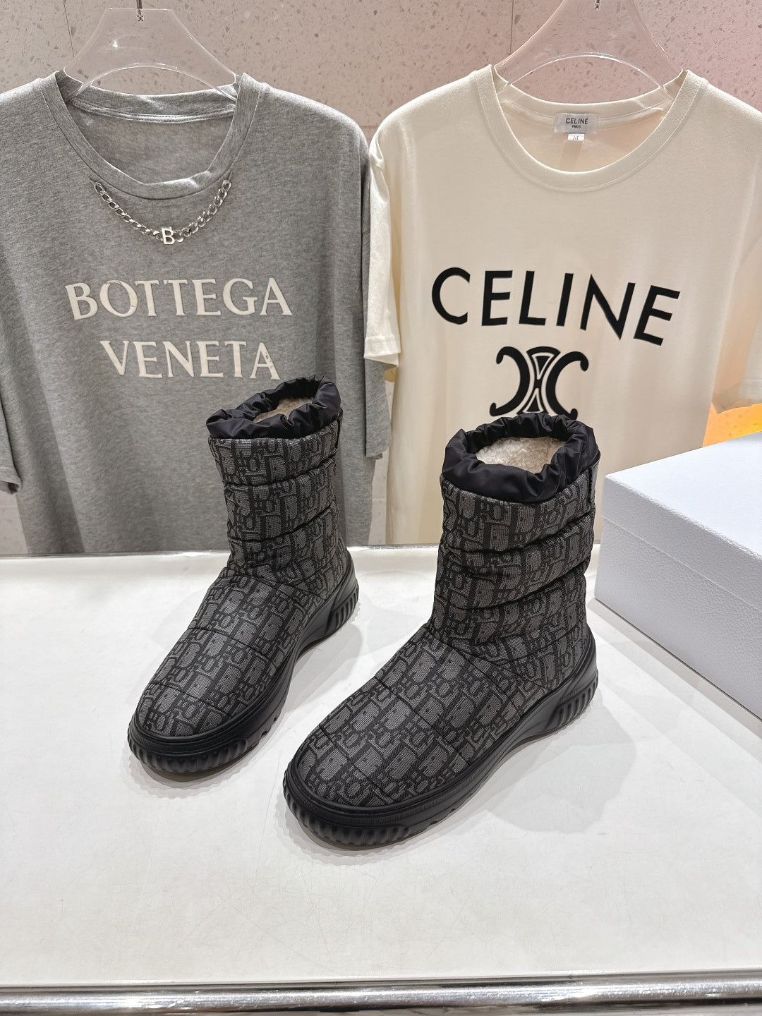 DIOR 25S ANKLE BOOTS IN DARK GREY MIX BLACK FEATHER - 35