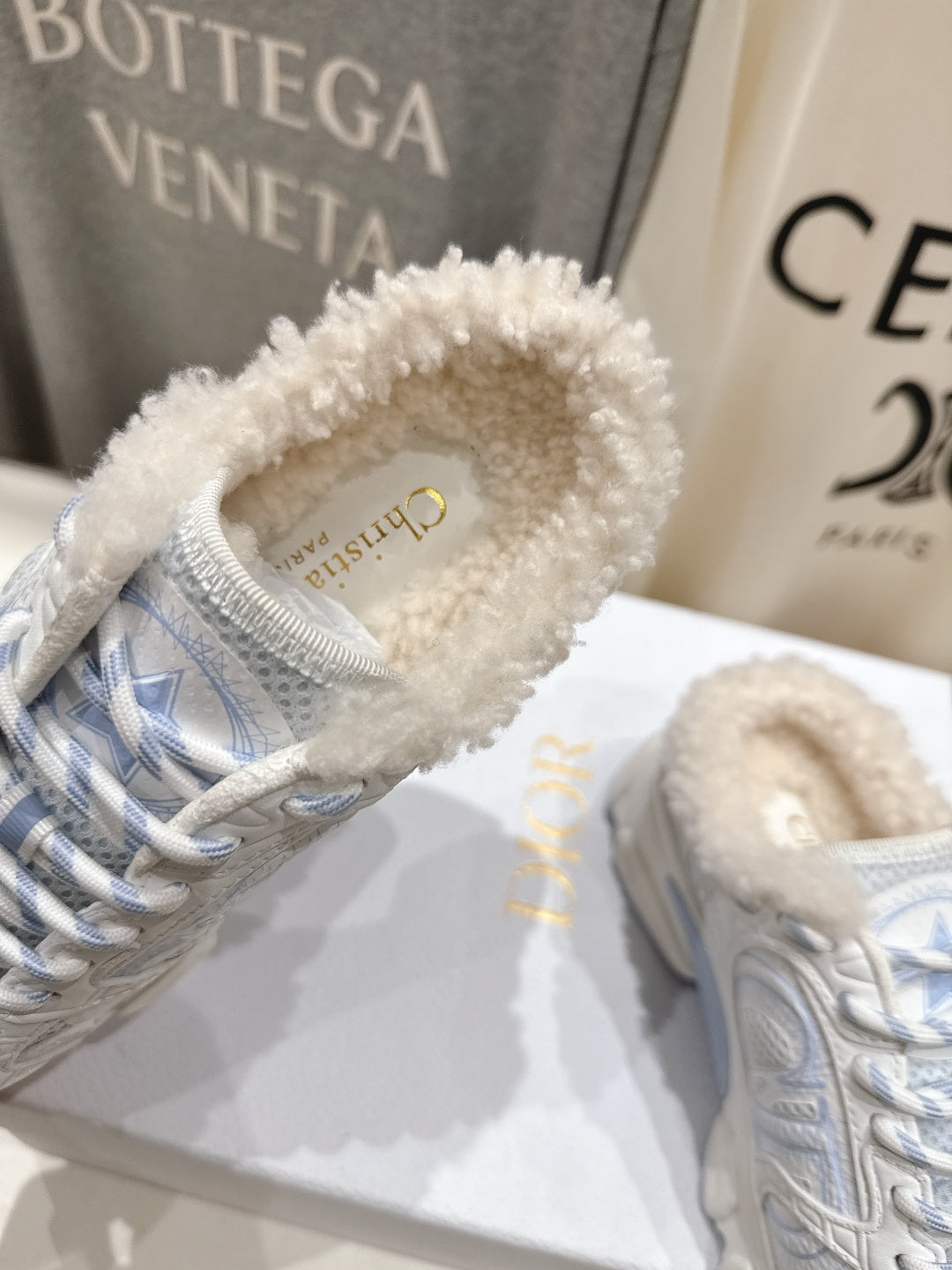 DIOR CHRONO SNEAKER 25S IN WHITE MIX BLUE LAMBSKIN AND MESH FABRIC STYLE 9 - 35